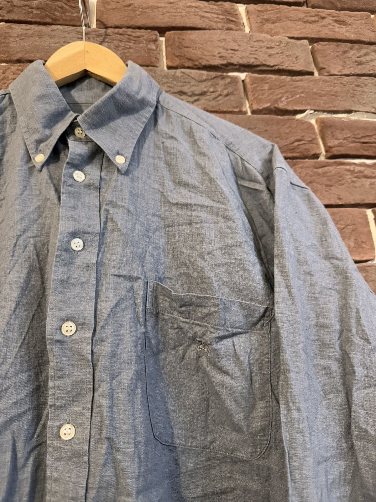 Burberry Burberry Button Up Casual Shirt Gray 41 Rare Luxury Size US L / EU 52-54 / 3 - 3 Thumbnail