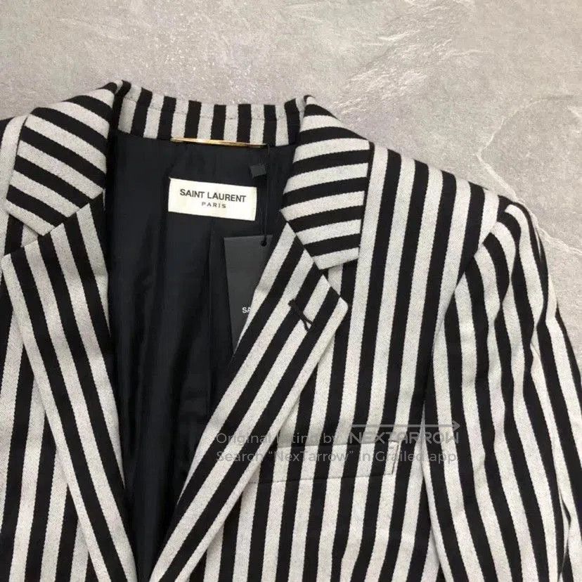 Saint Laurent Paris Saint Laurent Black White Striped Wool Blazer. Size XS / US 0-2 / IT 36-38 - 3 Thumbnail