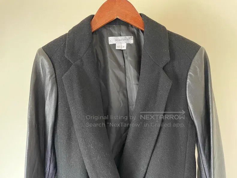 Helmut Lang Helmut Lang size P Wool Leather Sleeve Coat Jacket Size XS / US 0-2 / IT 36-38 - 2 Thumbnail