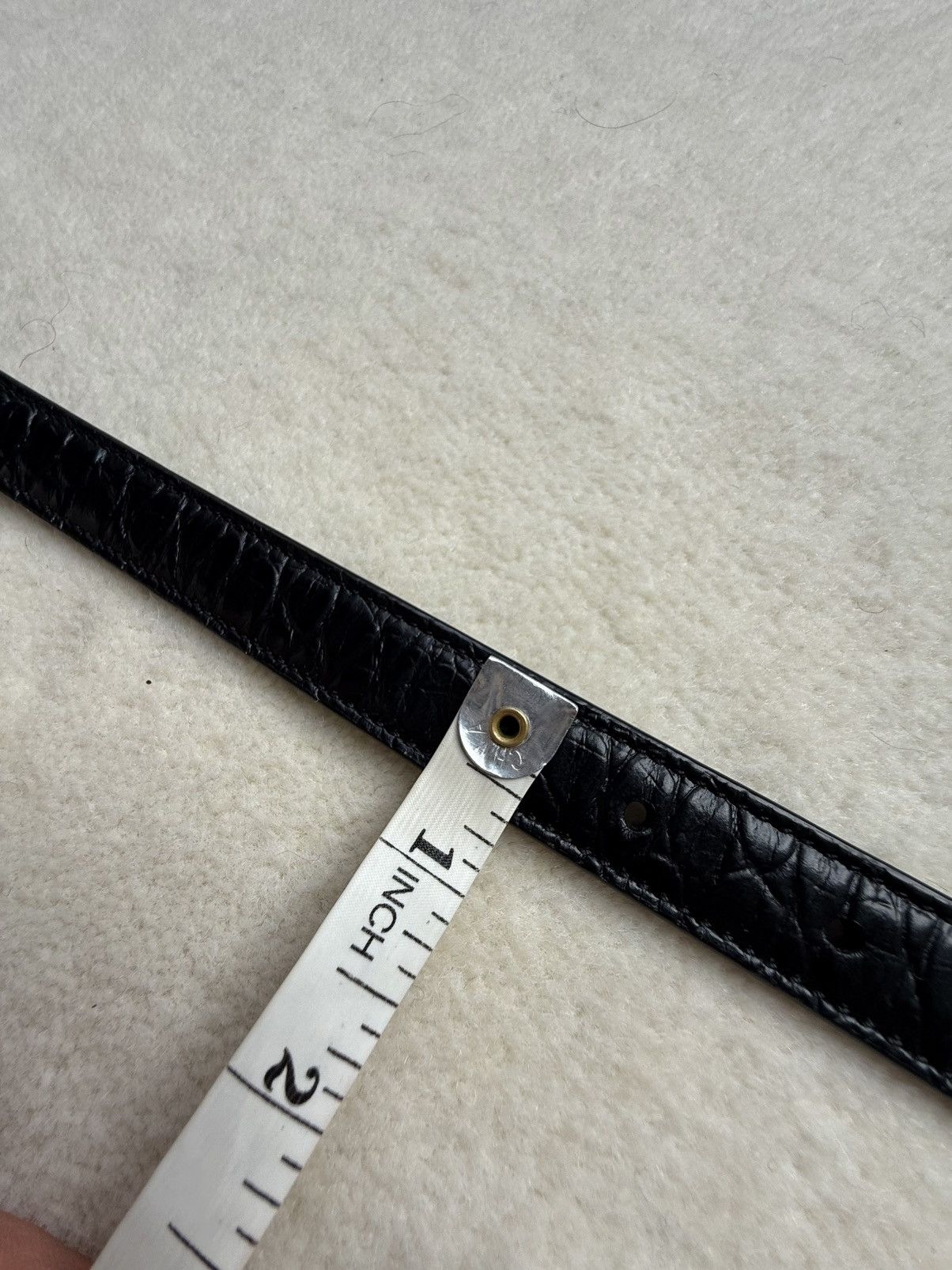 Celine FW23 Celine runway Western gator print black leather belt Size 28 - 6 Thumbnail