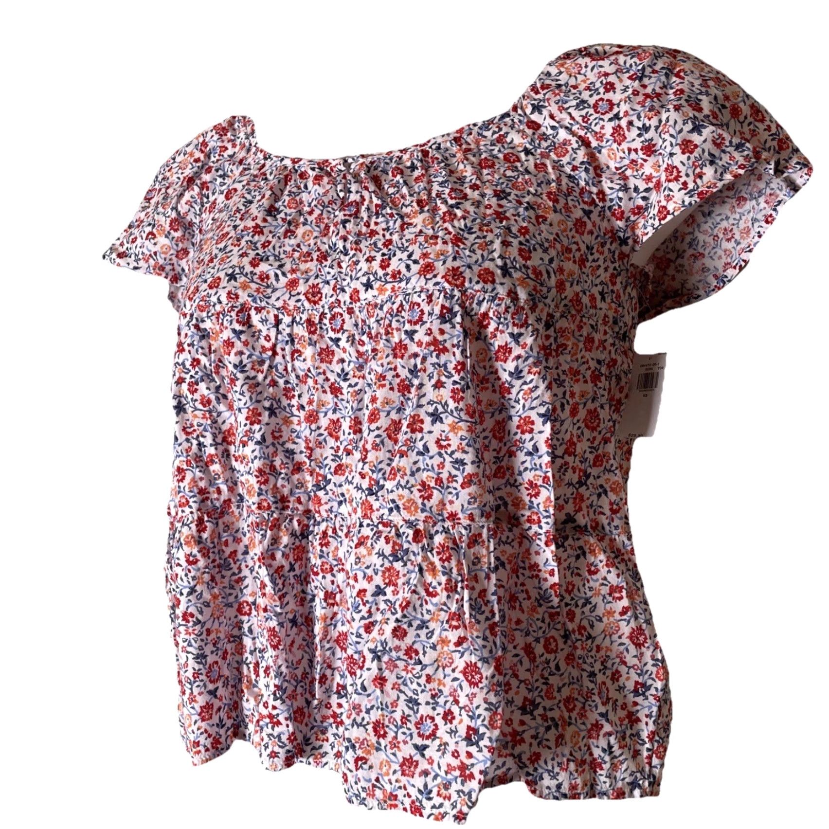 Old Navy Old Navy Women's XS Floral Tiered Tie Back Flutter Blouse NWT Size XS / US 0-2 / IT 36-38 - 3 Thumbnail