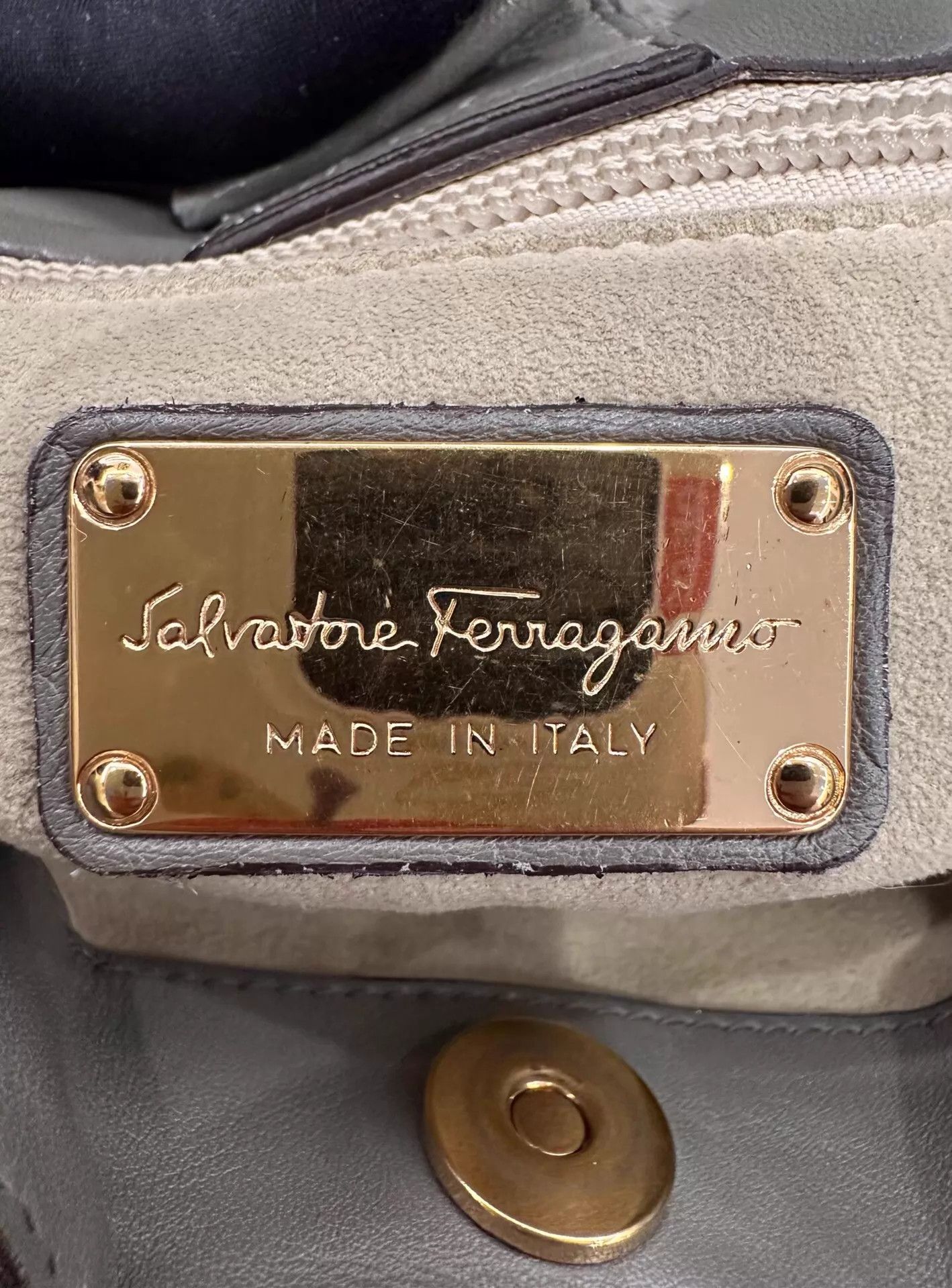 Salvatore Ferragamo Ferragamo Gray Suede Fur Mini Music Score Bag Mint Size ONE SIZE - 8 Thumbnail