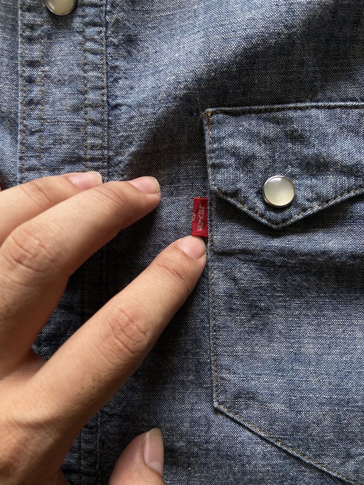 Levi's Levi’s Chambray Selvedge S/S Western Shirt. Size US M / EU 48-50 / 2 - 6 Thumbnail