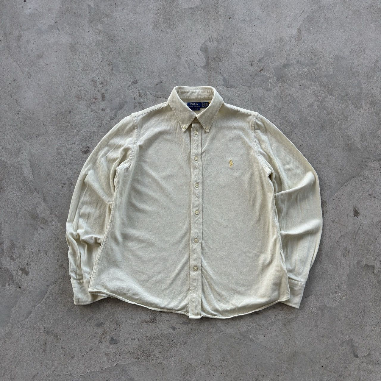 Polo Ralph Lauren Polo Ralph Lauren Knit Oxford Shirt Cream Pale Yellow XL Size XL / US 12-14 / IT 48-50 - 1 Thumbnail