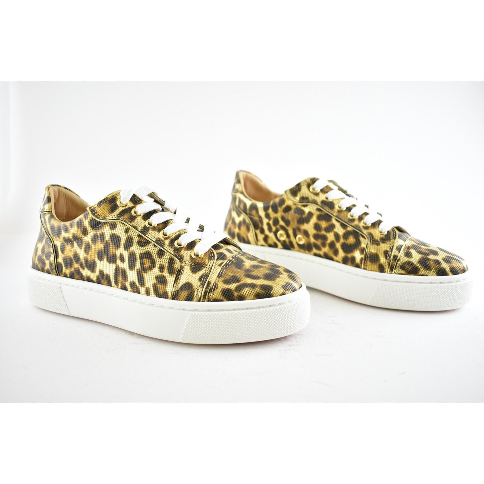 Christian Louboutin Vieirissima Flat Gold Leopard Lace Up Tie Low Top Sneaker 36 Size US 6 / IT 36 - 4 Thumbnail