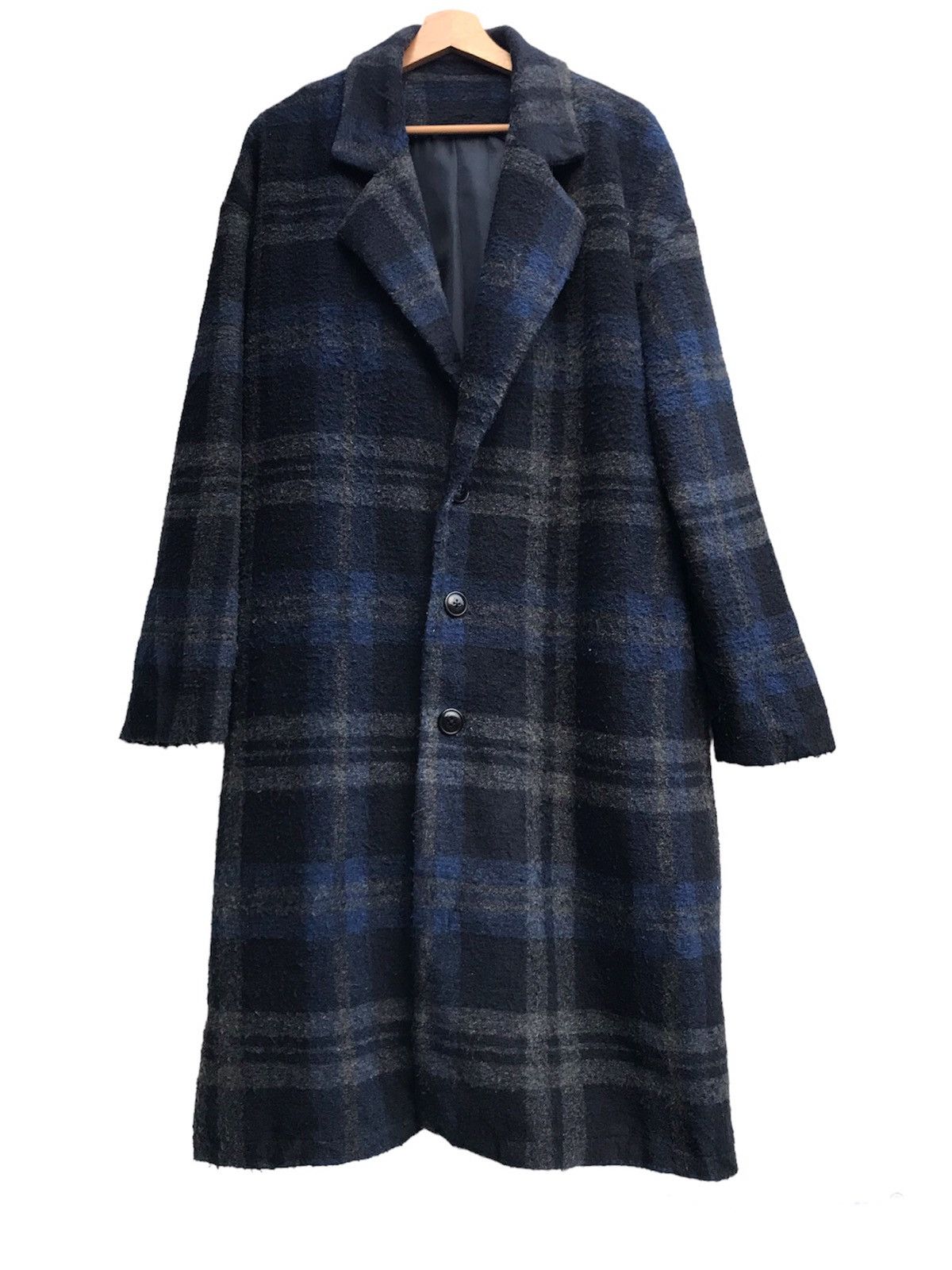 image of Hype x Semantic Design Plaid Long Coat in Blue Plaid, Men's (Size Medium)
