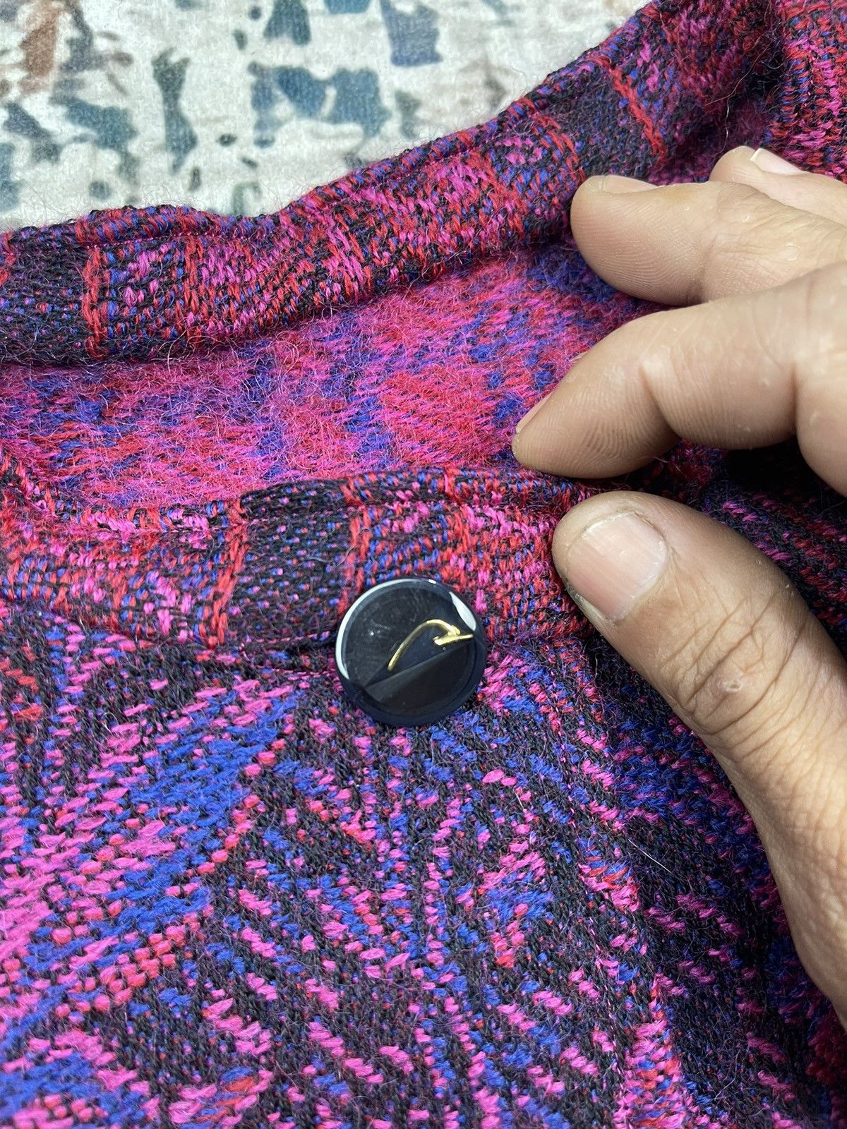 Gianni Valentino Valentino Garavani Checked Floral Frayed Edge Shawl Jacket Size M / US 6-8 / IT 42-44 - 10 Thumbnail