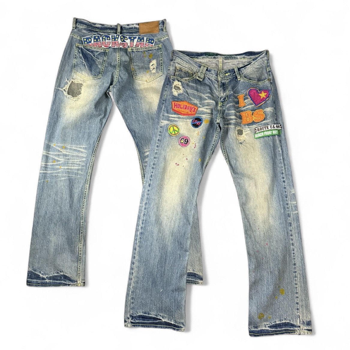 Hysteric Glamour 🔥🇯🇵 Vintage Avant Garde BackStar Paint Patch Denim Size US 33 - 1 Thumbnail