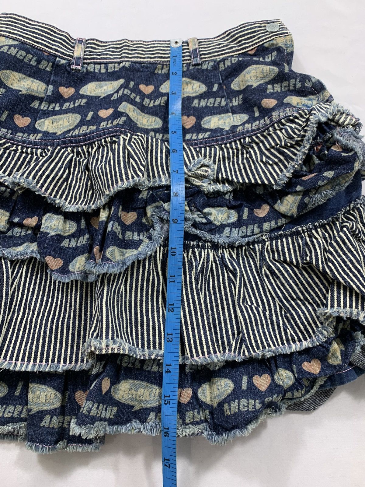 Hysteric Glamour Angel Blue short Skirt jeans all over print Size US 27 - 5 Thumbnail