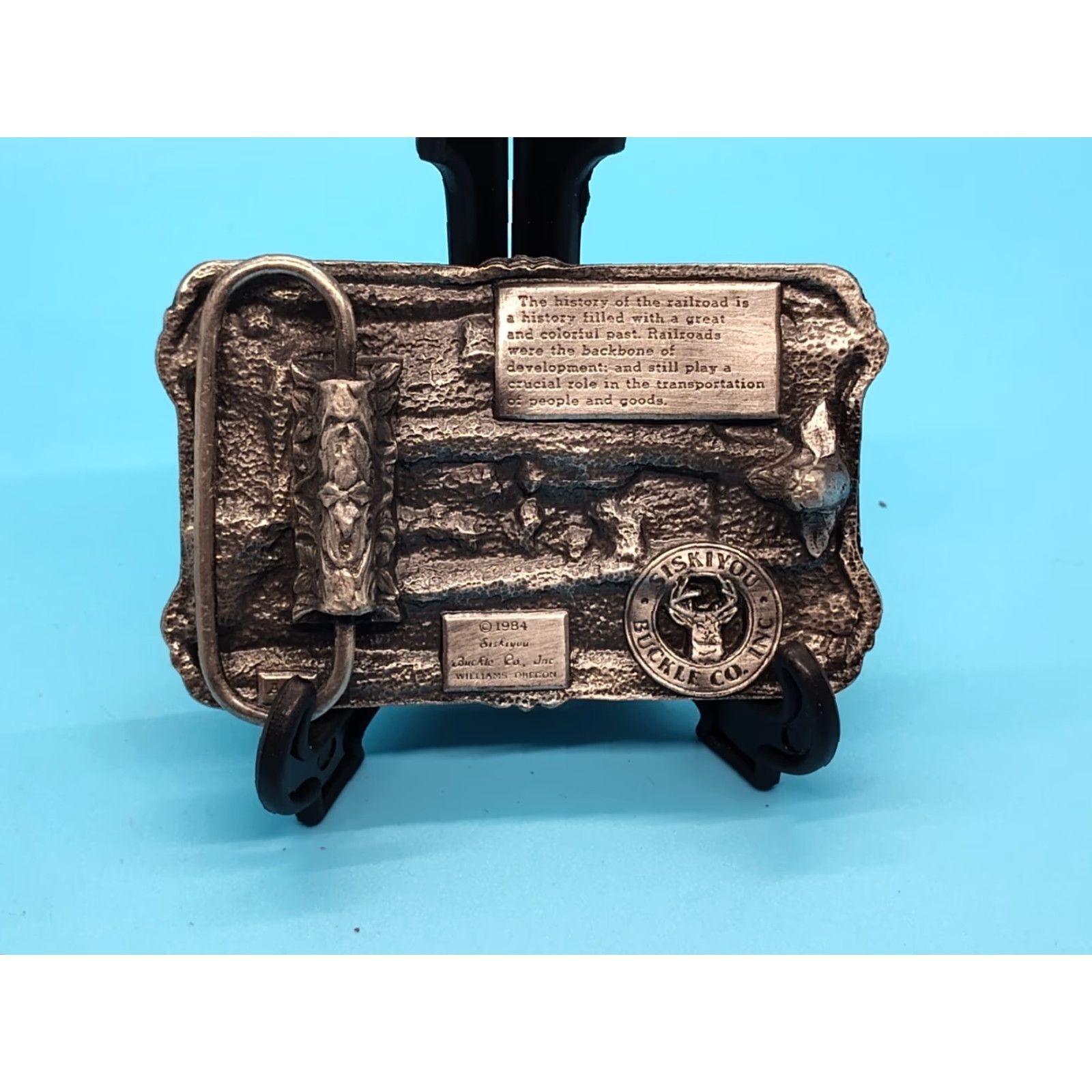 Vintage VINTAGE Siskiyou Belt Buckle Unisex Adult Metal Silver 1980s Transportation Art Nouveau Made in USA Free Shipping Size ONE SIZE - 6 Thumbnail