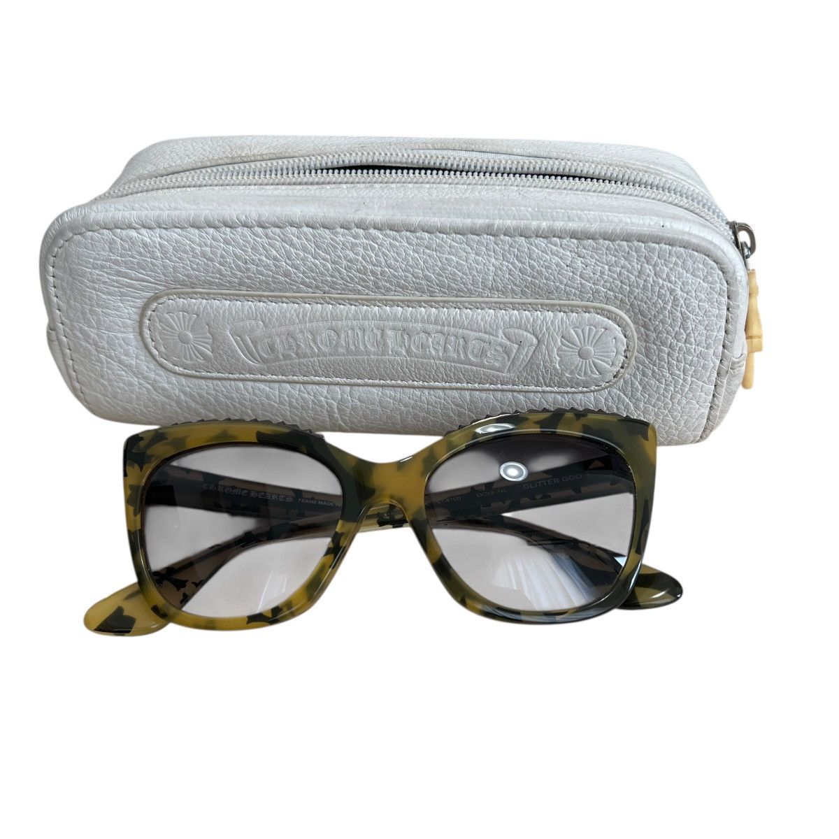 Chrome Hearts CHROME HEARTS "GLITTER GOO" Beige Cross Pattern Sunglasses Size ONE SIZE - 8 Thumbnail