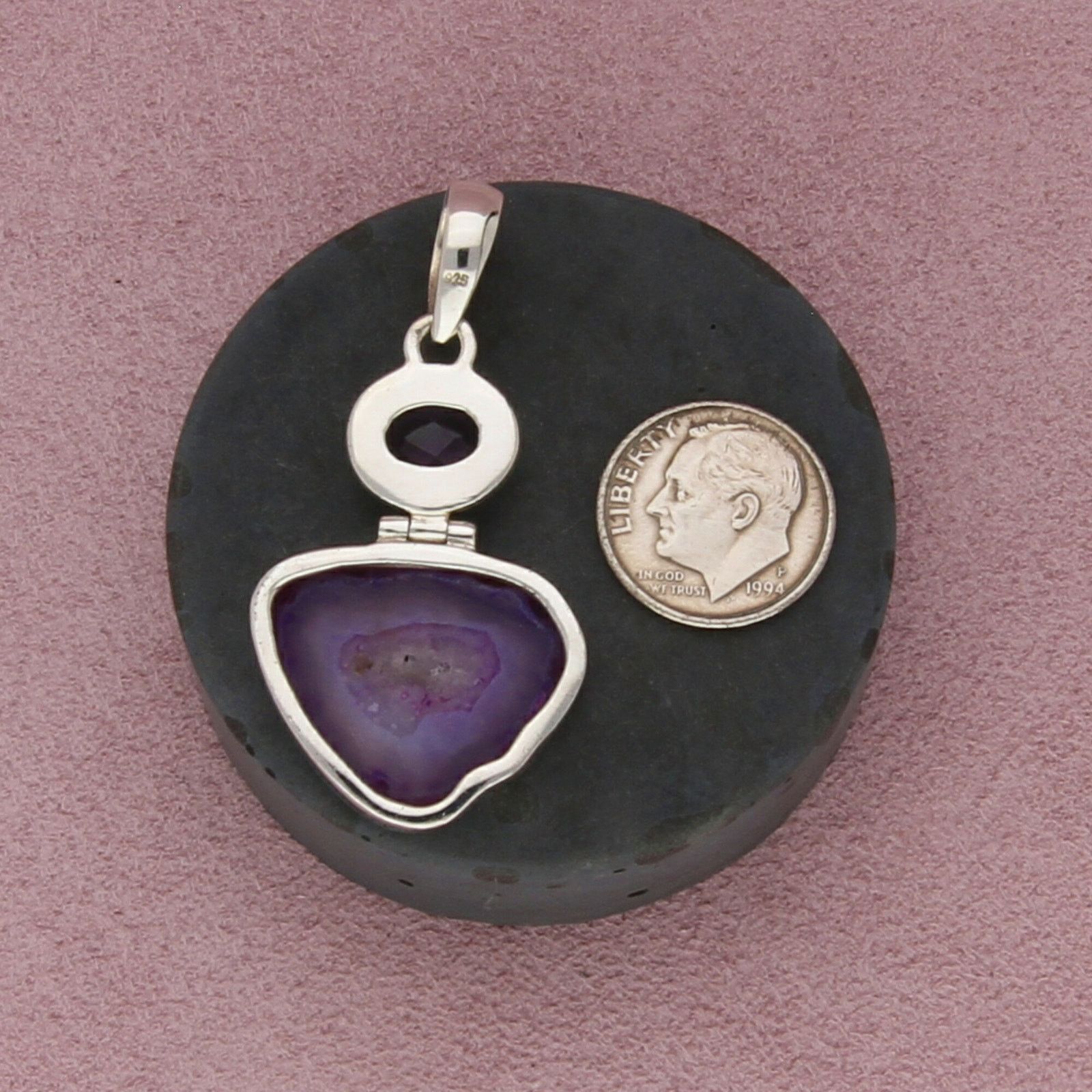 Sterling Silver sterling silver faceted amethyst druzy pendant Size ONE SIZE - 2 Thumbnail