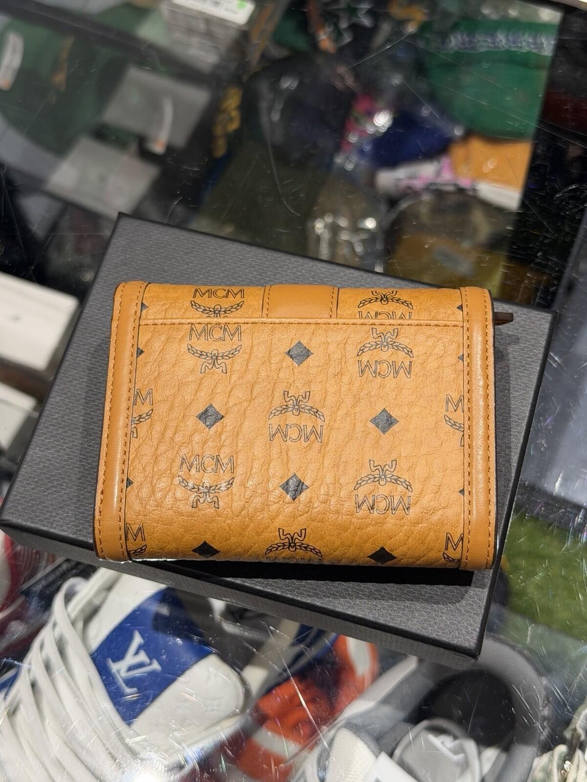 MCM MCM Visetos Tri-fold Leather Wallet Camel Monogram Women Size ONE SIZE - 6 Thumbnail