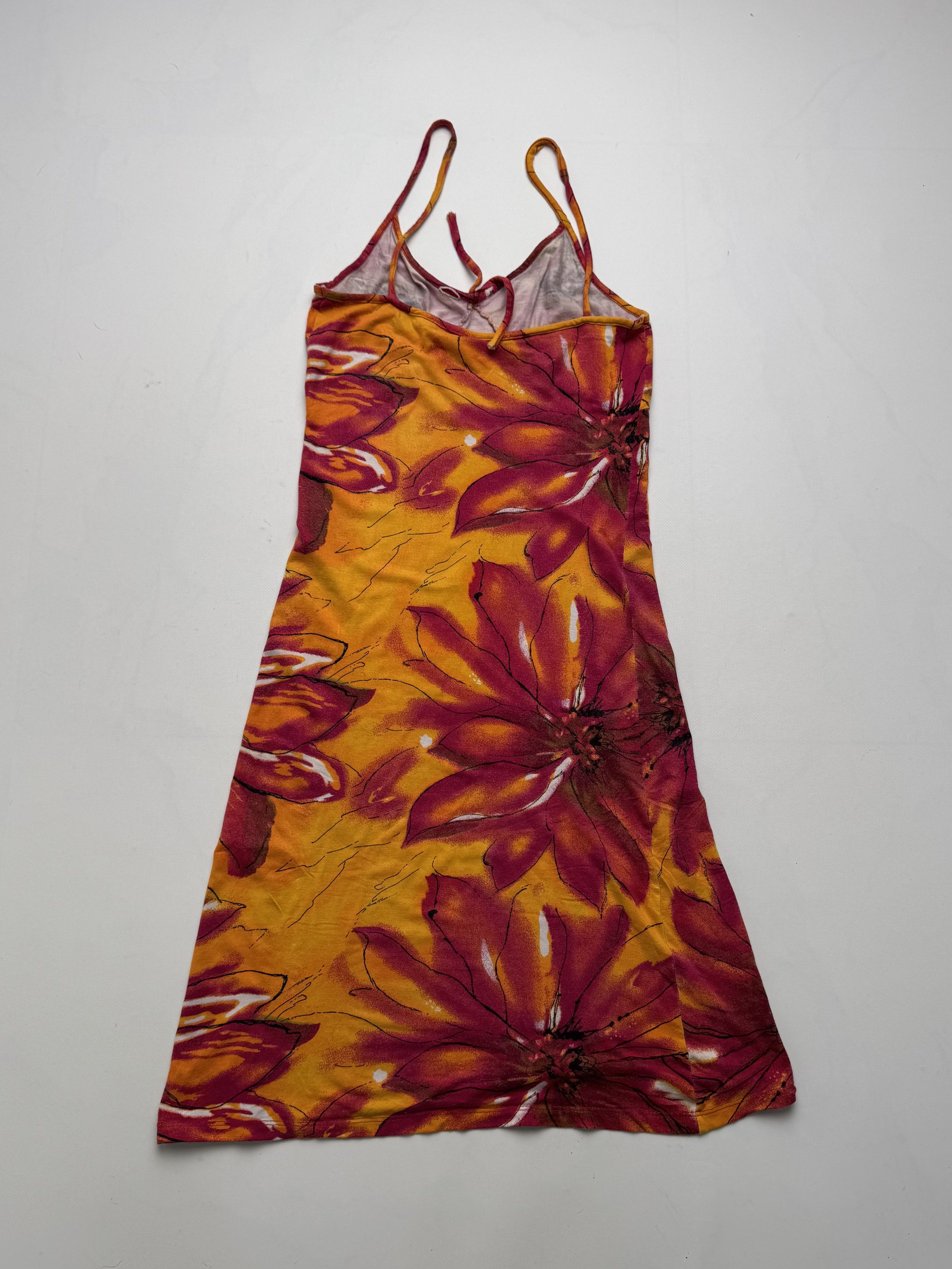 Vintage Vintage Floral Dress Orange Red Strappy Slip Mini SundressE Size XS / US 0-2 / IT 36-38 - 4 Thumbnail