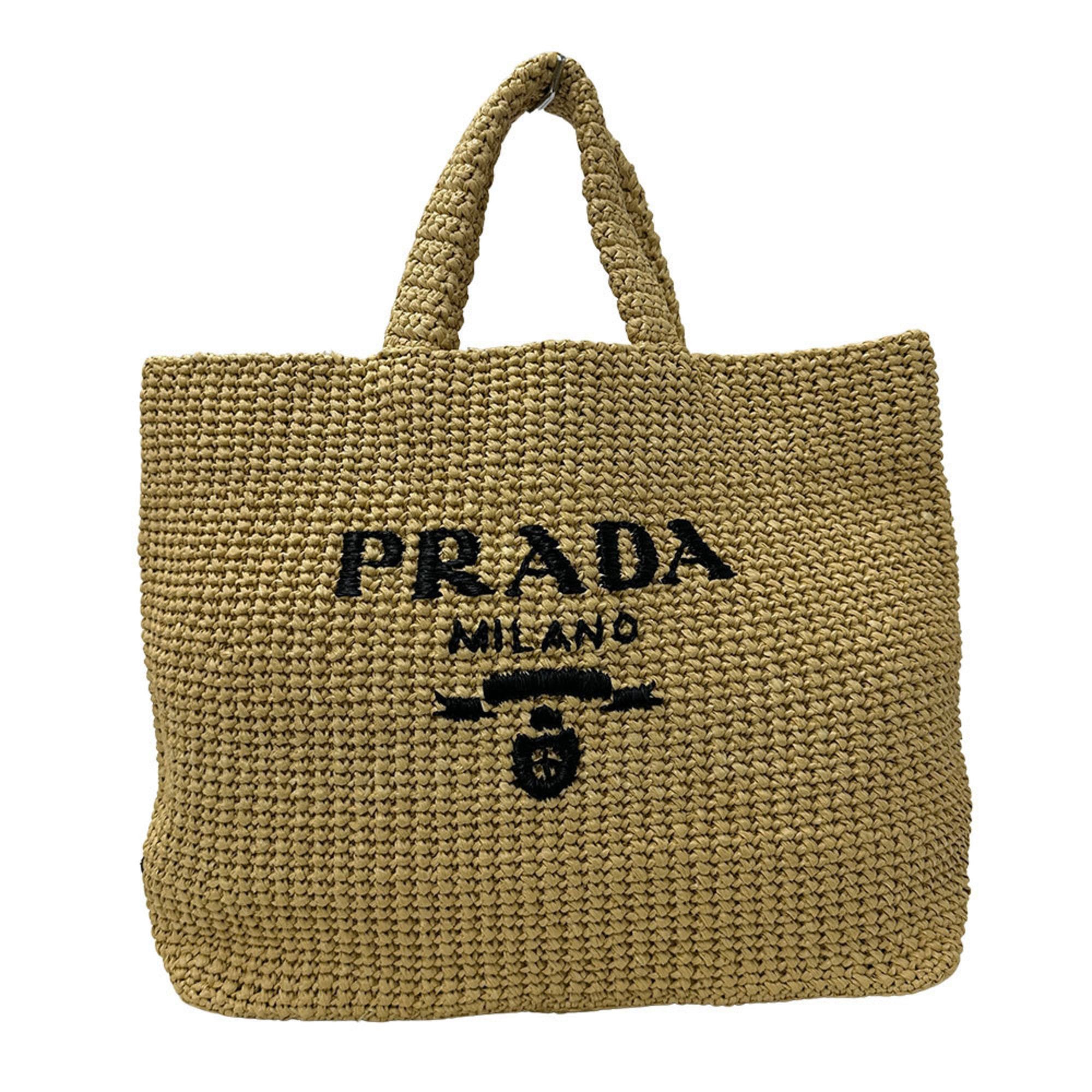 Prada Prada Women's Raffia Tote Bag in Natural Yellow (1BG392) Size ONE SIZE - 1 Thumbnail