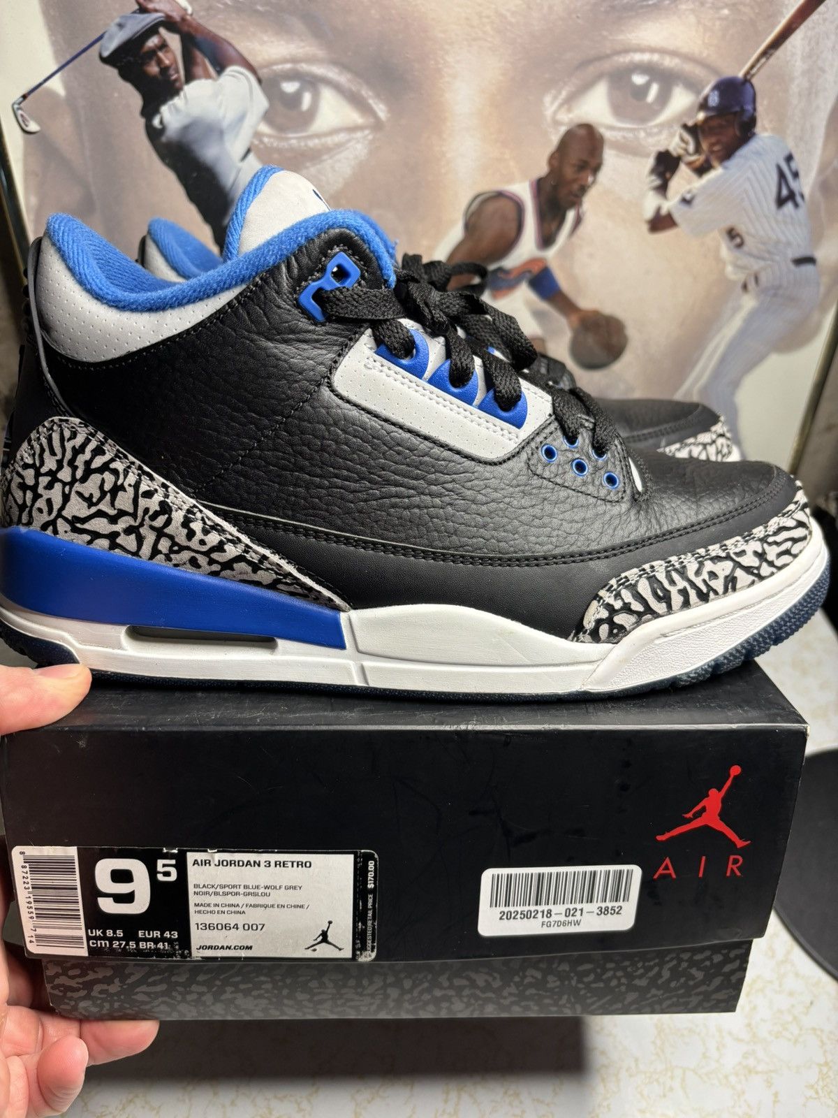 Jordan Brand Jordan Retro 3 ‘sport blue’ Size US 9.5 / EU 42-43 - 1 Thumbnail