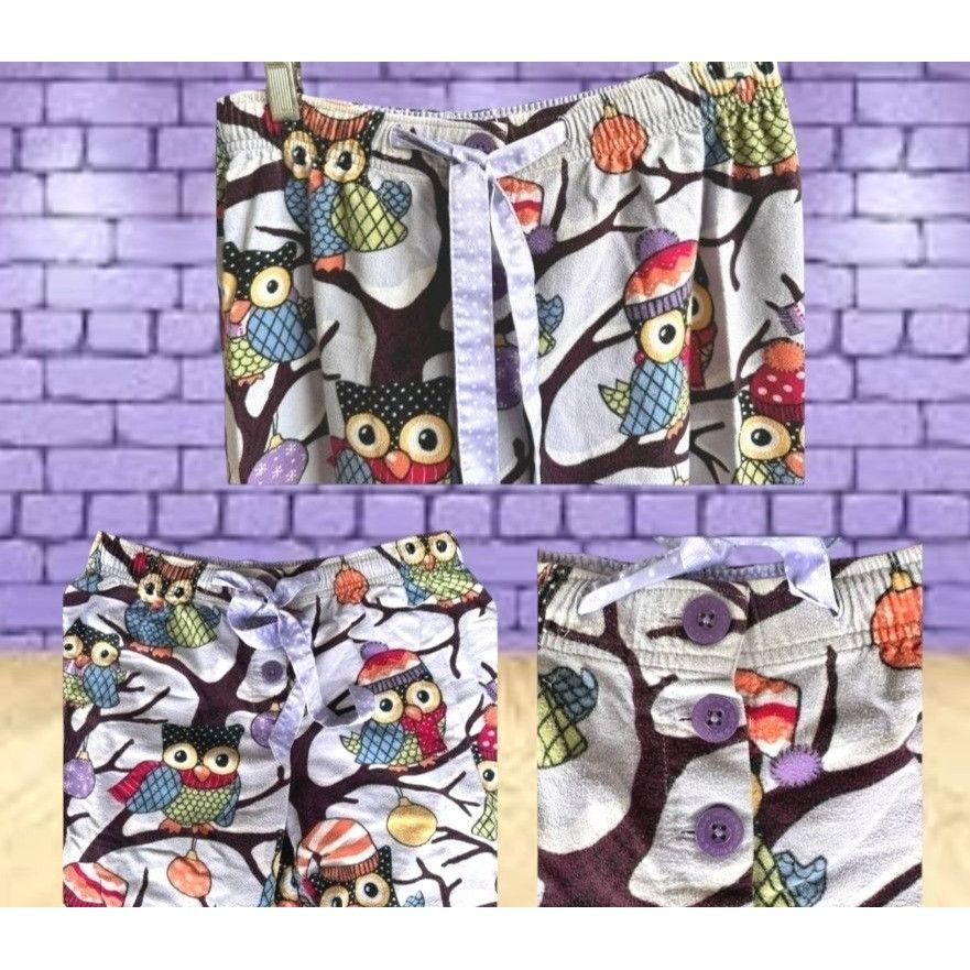 Other Nick Nora Owl Pajama Bottoms Unisex Small Purple Flannel Fro Size 30" / US 8 / IT 44 - 6 Thumbnail