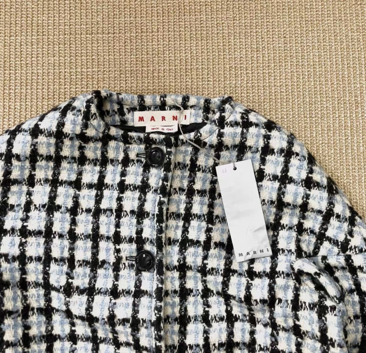 Marni Marni Navy Tweed Panel Boxy Cropped Jacket J29 Size S / US 4 / IT 40 - 2 Thumbnail