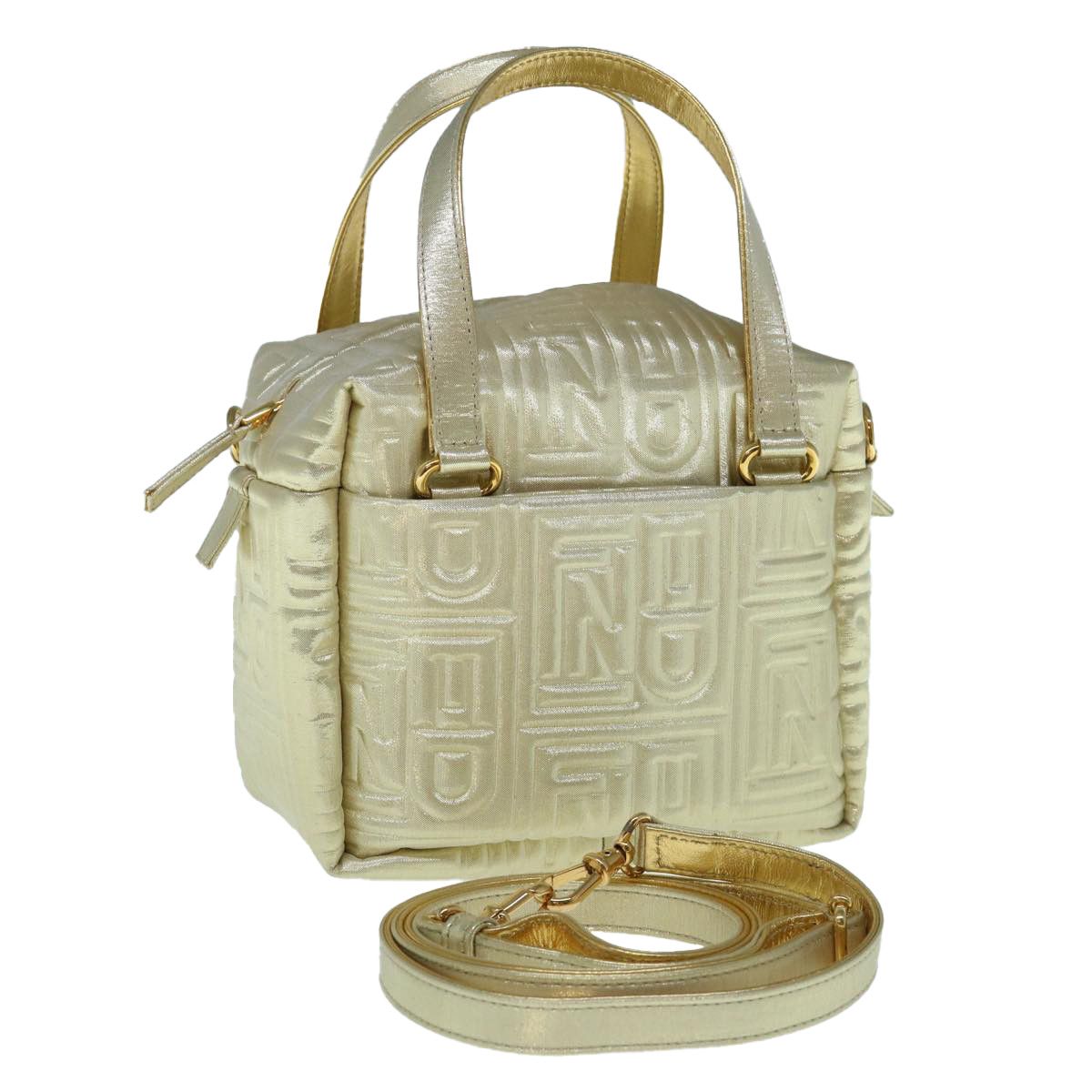 image of Fendi Hand Bag Nylon 2Way Gold Auth 63497A, Women's
