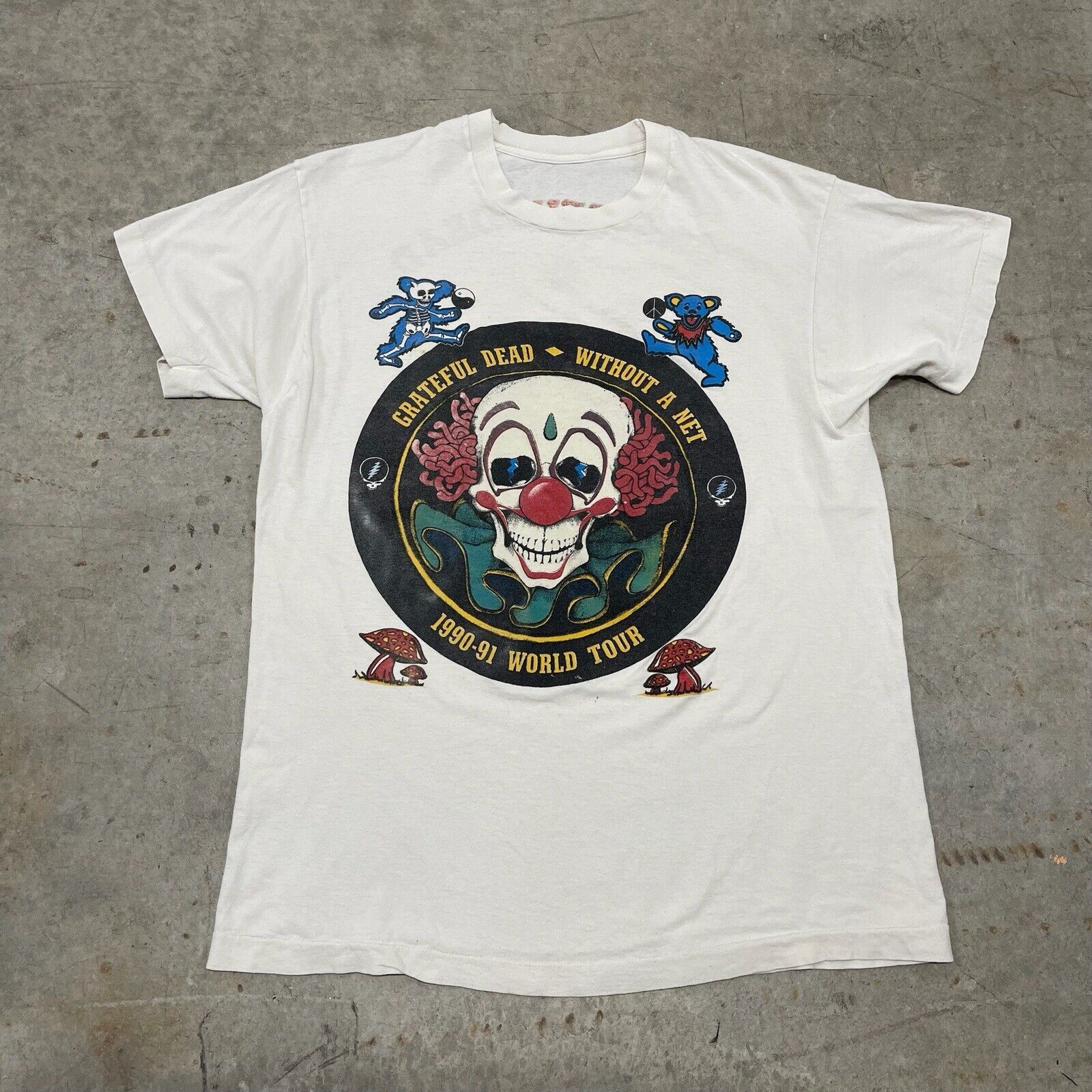 Band Tees × Grateful Dead × Vintage Vintage 1990 Grateful Dead World Tour Clown Graphic T-shirt Size US M / EU 48-50 / 2 - 1 Thumbnail