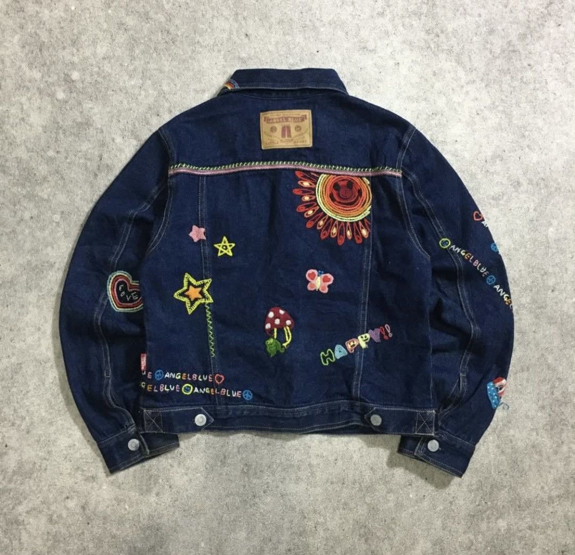 Angel Blue × Hysteric Glamour × Japanese Brand 💥1990s Angel Blue💥 - Embroidery Denim Jacket Size US M / EU 48-50 / 2 - 3 Thumbnail