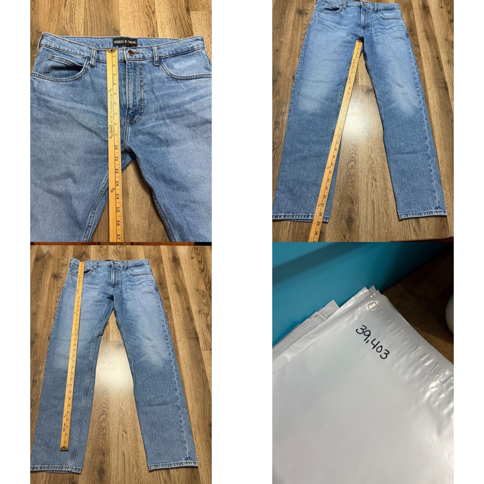 Vintage Indigo & Chino Jeans Men 34x30 Blue Denim Straight Pocket Jeans 5-Pocket Regular Rise Mid Vintage No Size US 34 / EU 50 - 8 Thumbnail