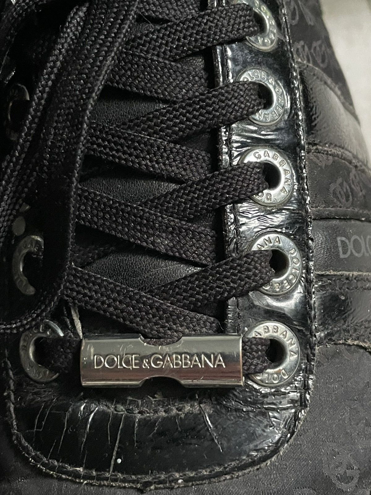 Dolce & Gabbana Vintage Dolce & Gabbana Black Leather Sneakers DG Monogram Size US 8.5 / EU 41-42 - 5 Thumbnail