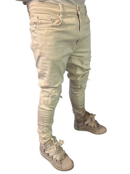 Amiri Cream Amiri MX1 Ripped Patch Style Cream Denim W34 Size US 34 / EU 50 - 6 Thumbnail