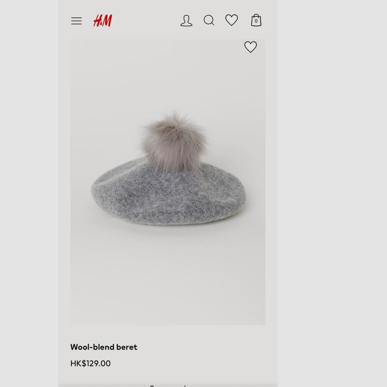 H&M Divided by H&M Elegant Grey Beret with Pom Size ONE SIZE - 1 Thumbnail