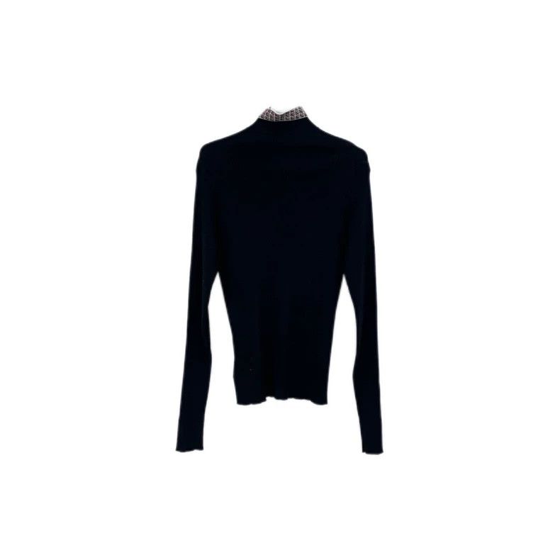 Prada Prada Black collar classic logo square pattern elastic knit Size US M / EU 48-50 / 2 - 2 Thumbnail