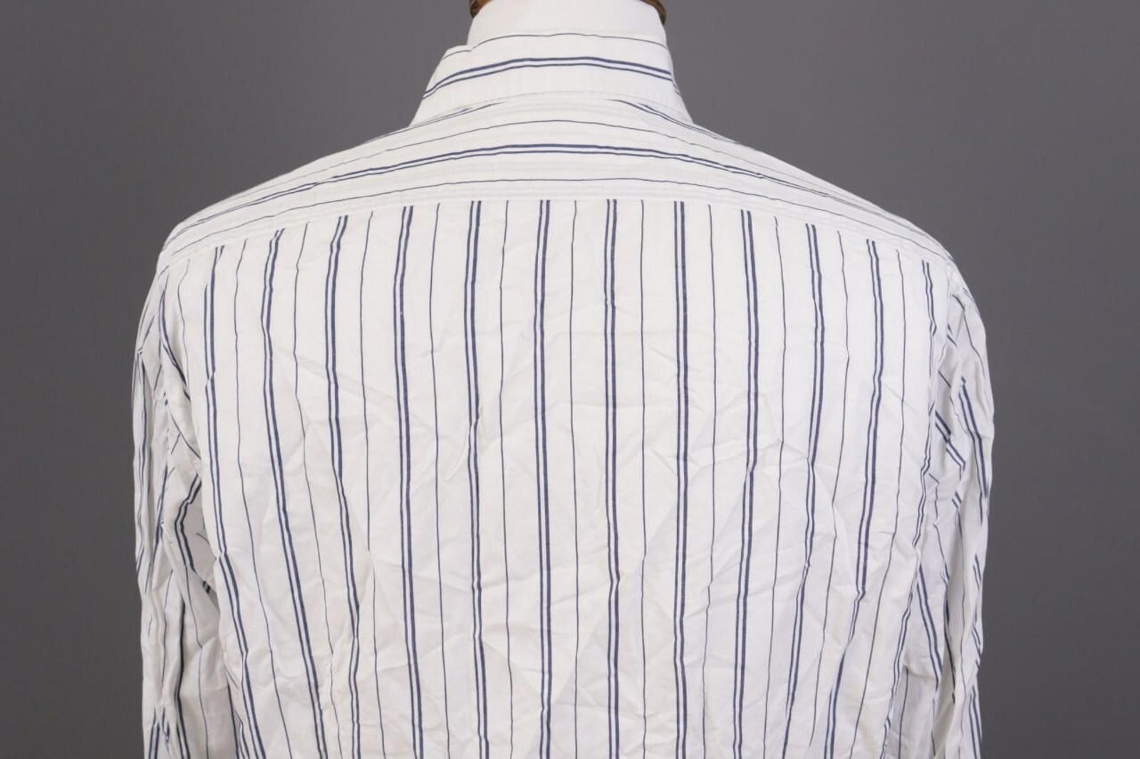 Designer Gutteridge White Striped Button Down Shirt Size 45 / 18 Size US M / EU 48-50 / 2 - 10 Thumbnail