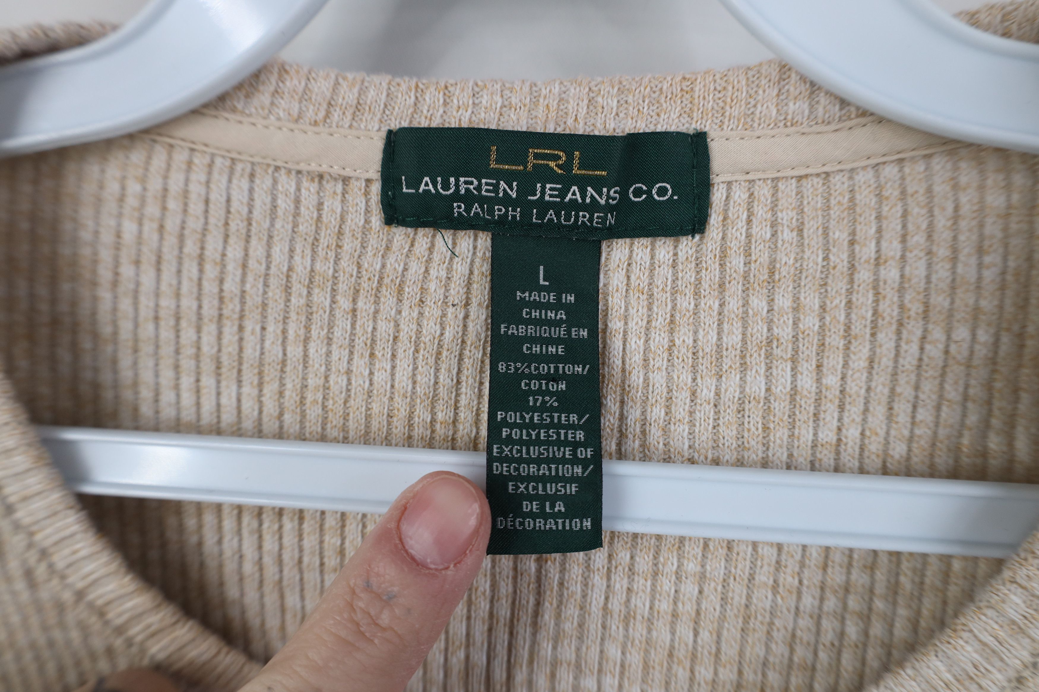 Ralph Lauren Vintage 90s Ralph Lauren Ribbed Knit Long Sleeve T-Shirt Size L / US 10 / IT 46 - 7 Thumbnail