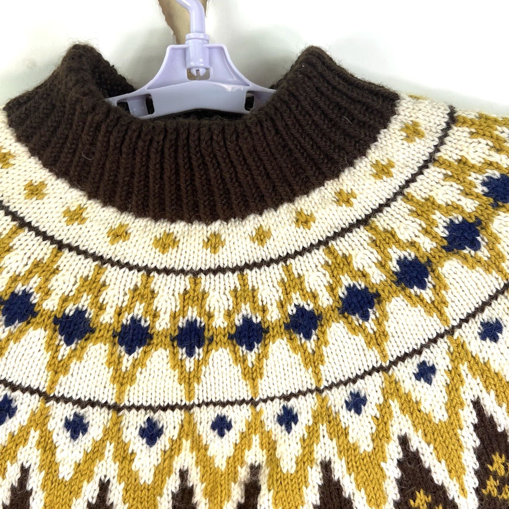 Vintage Vintage Maurtua Scandinavian Wool Sweater M Adult Brown Fair Isle Knitted Pullover 80s Winter Cold Weather Size M / US 6-8 / IT 42-44 - 3 Thumbnail