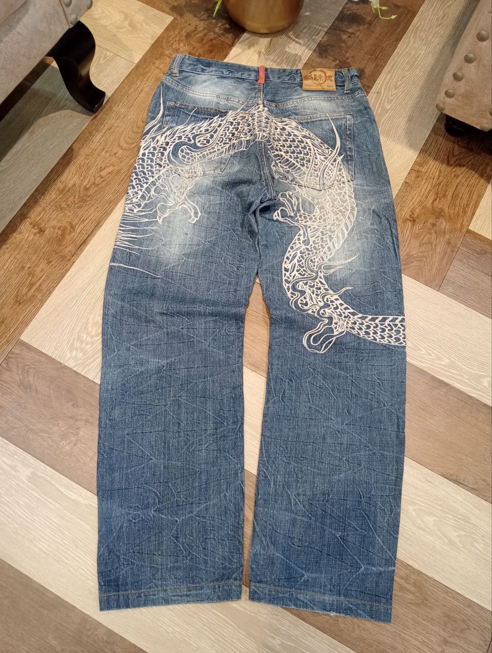 Karakuri Tamashii KARAKURI TAMASHII JAPAN DRAGON EMBROIDERY WASHED DENIM JEANS Size US 34 / EU 50 - 11 Thumbnail