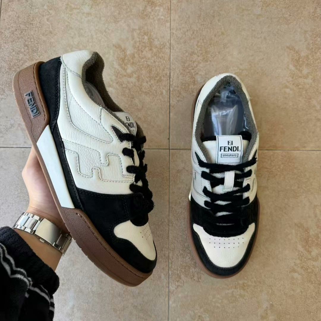 Fendi fendi leather patchwork sneakers size 43 Size US 9 / EU 42 - 1 Thumbnail