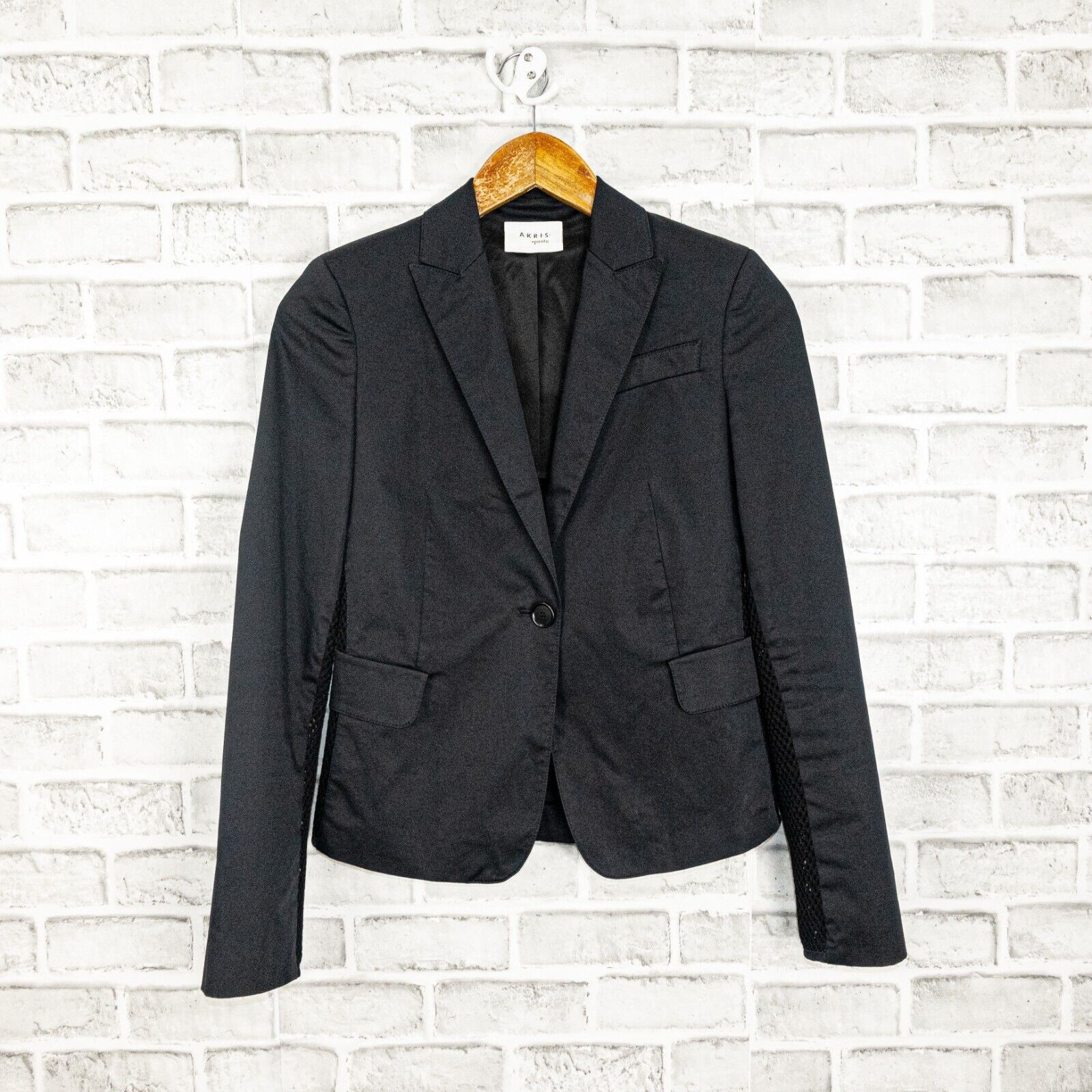 Akris Akris Punto Women's Black Blazer Jacket Size 2 Mesh Sleeve Size XS / US 0-2 / IT 36-38 - 2 Thumbnail