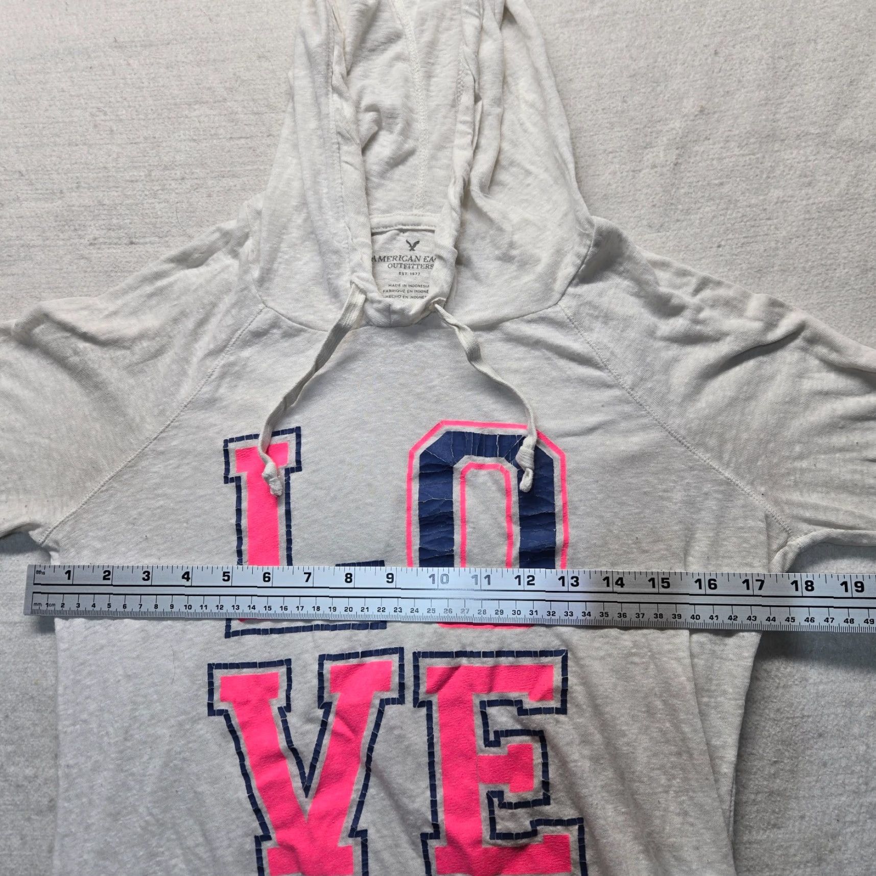 American Eagle Outfitters American Eagle Love White Hooded Tee T-Shirt Long Sleeve Adult Women's M Medium Size M / US 6-8 / IT 42-44 - 4 Thumbnail