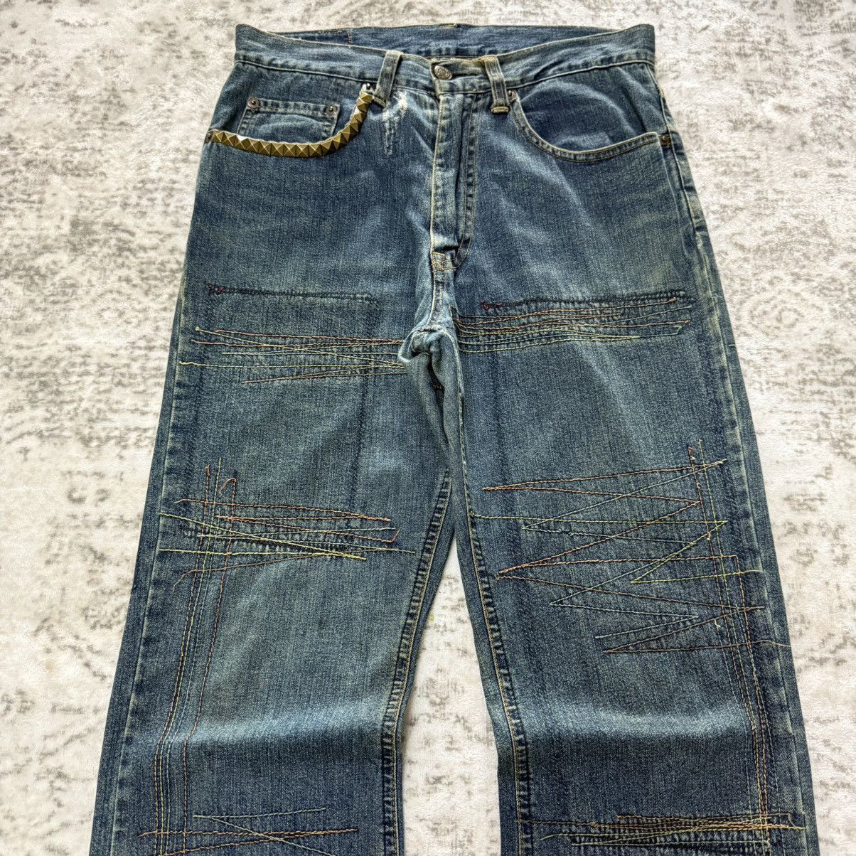 Hysteric Glamour Hysteric Glamour Boro Repaired Details Studded Flared Jeans Size US 29 - 3 Thumbnail