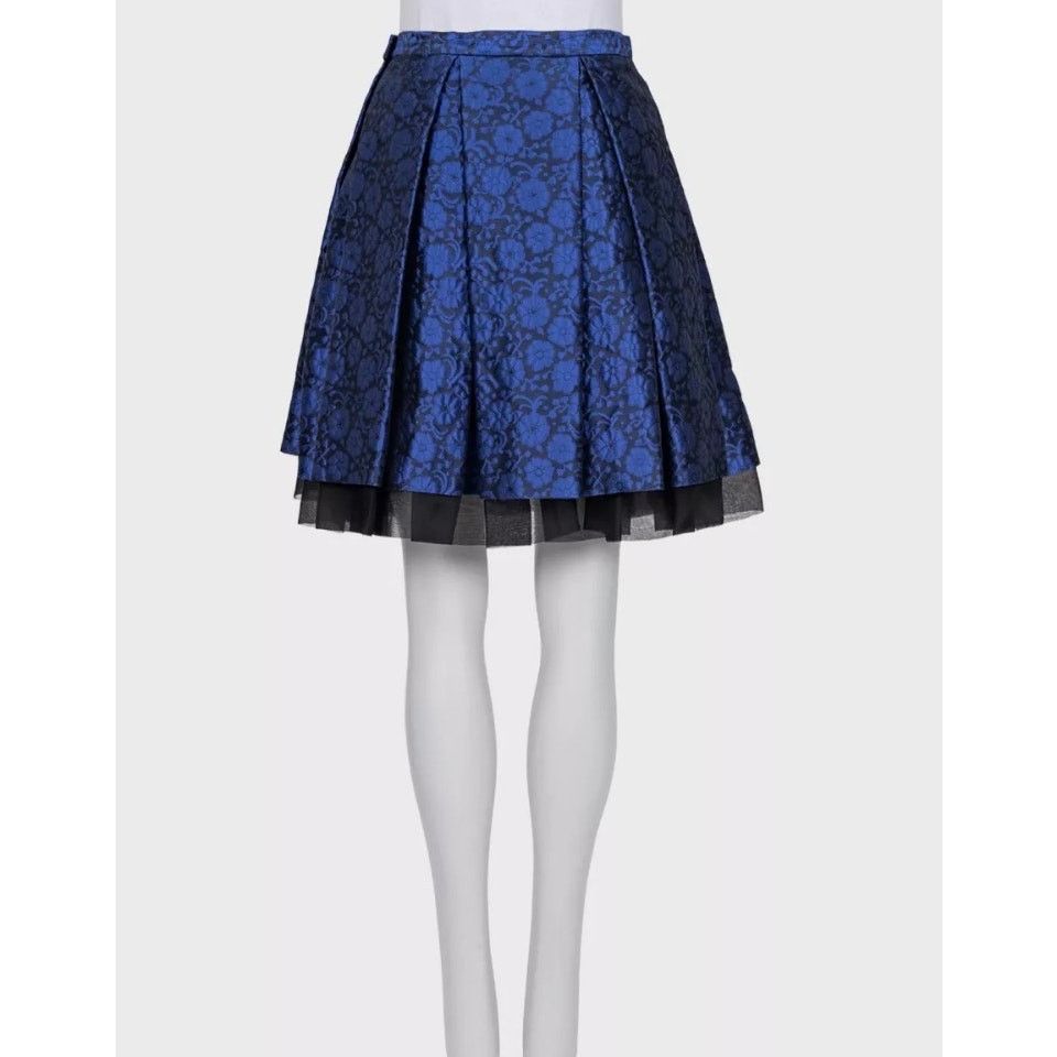 Dior Christian Dior Blue Floral Silk Skirt - Sz M (EU 42) Size 30" / US 8 / IT 44 - 3 Thumbnail