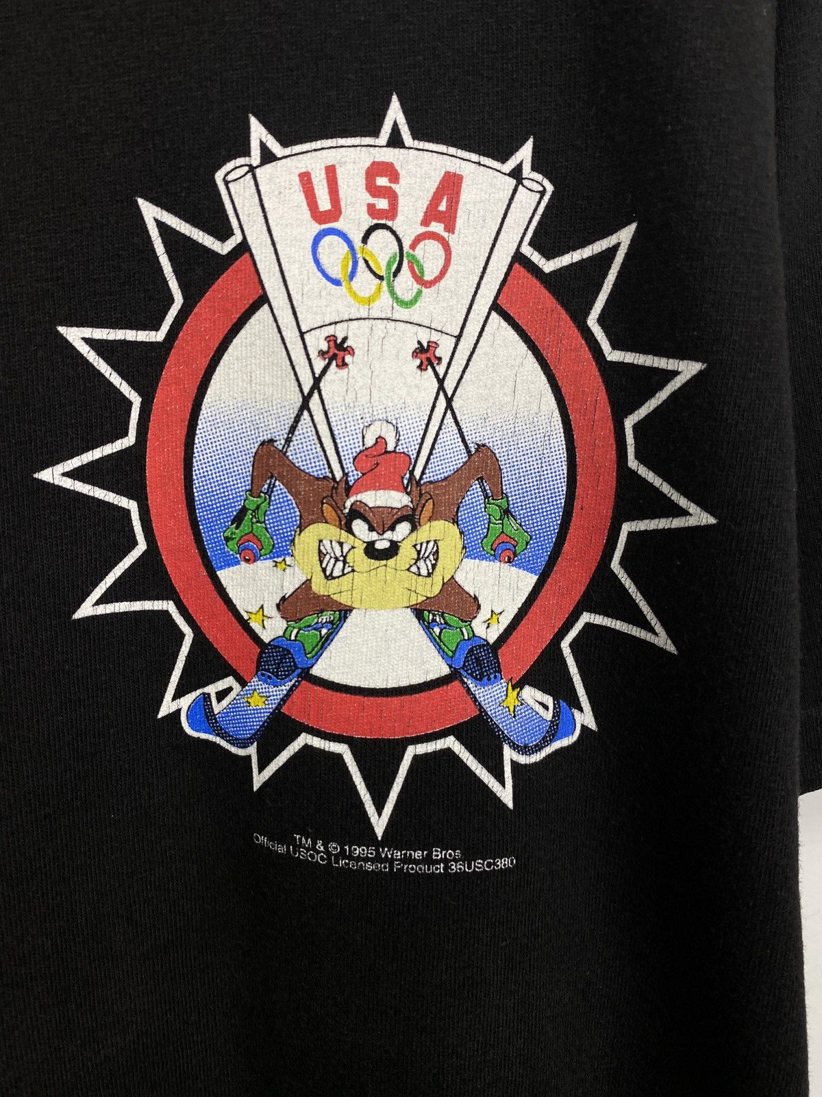 Hanes 🇺🇸 Vintage 1995 Taz Warner Bros Olympic USA Retro T-Shirt Y2K Size US L / EU 52-54 / 3 - 9 Thumbnail