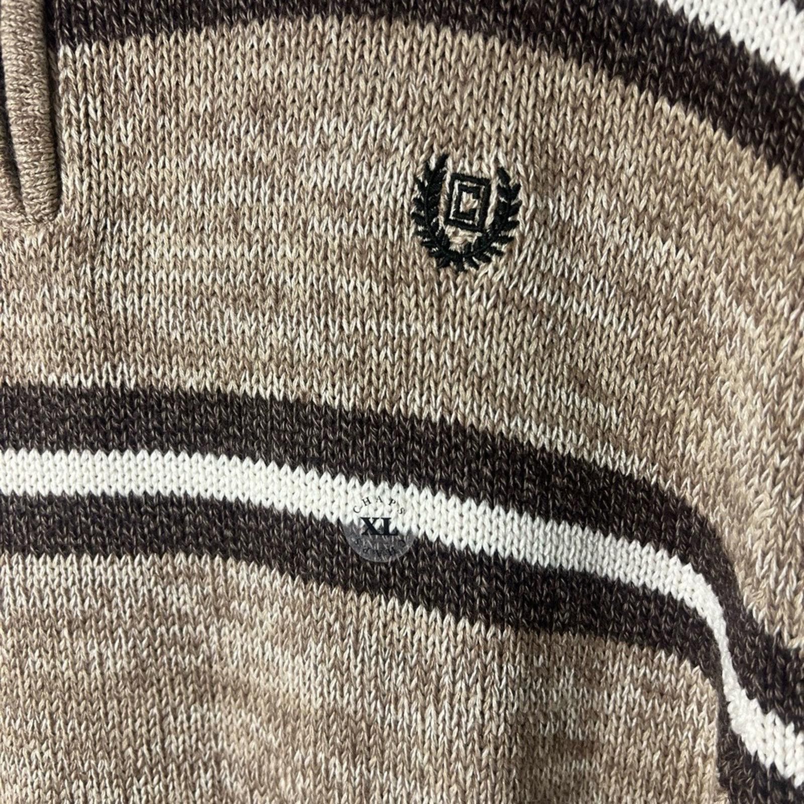 Chaps Chaps XL Striped Quarter-Zip Pullover Sweater Mock Neck Size US XL / EU 56 / 4 - 3 Thumbnail