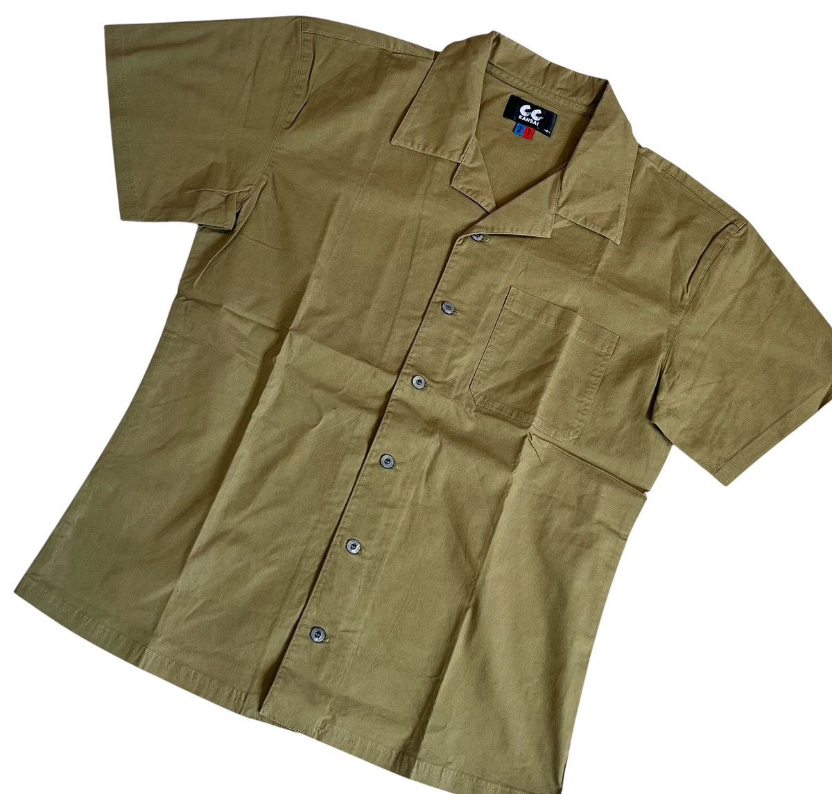 Kansai Yamamoto TAX FREE 🇺🇸 kansai yamamoto olive military open collar shirt Size US S / EU 44-46 / 1 - 2 Thumbnail