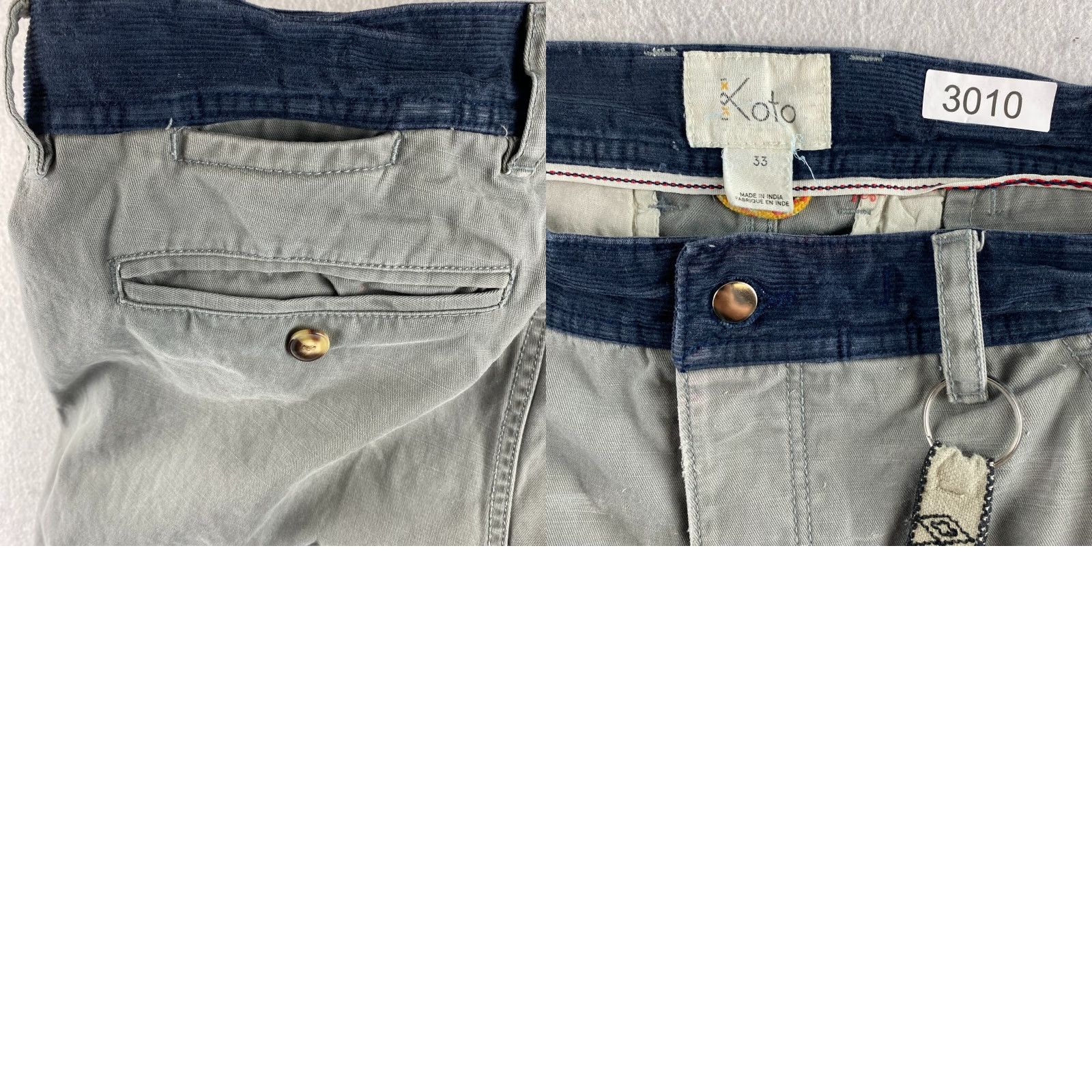 Vintage Koto Pants Mens 33 Gray Distressed Pockets Corduroy Waist Slash Pockets Slim Straight Size US 33 - 11 Thumbnail