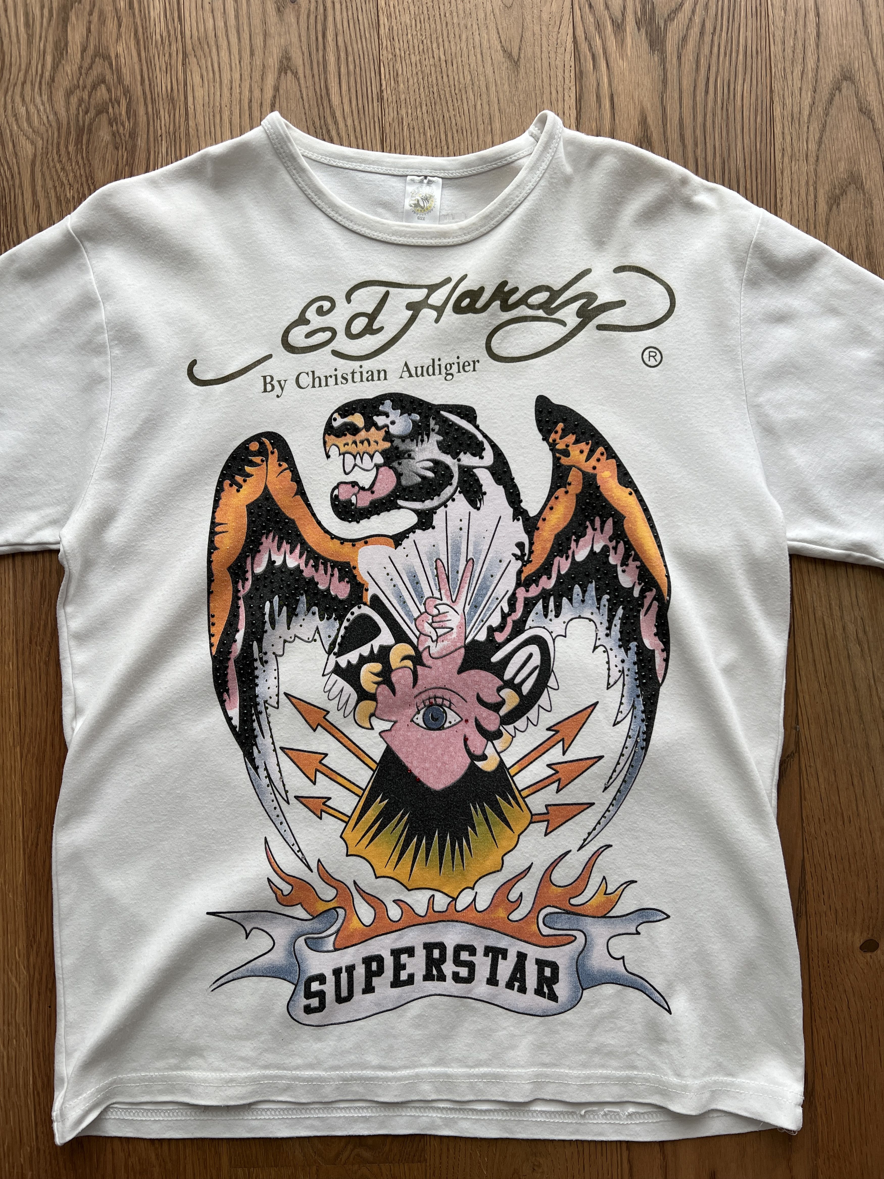 Ed Hardy Crazy Ed Hardy Superstar Rhinestones vintage printed t shirt Size US XL / EU 56 / 4 - 5 Thumbnail