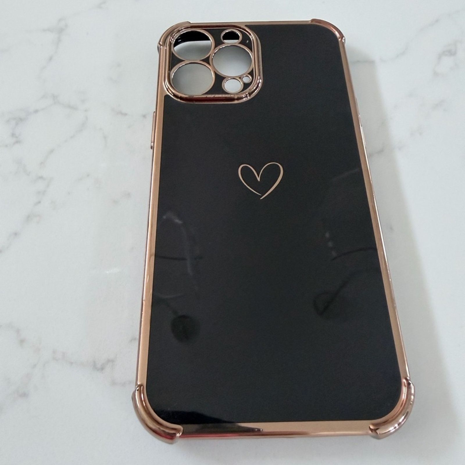 Other iPhone 13 Pro Max Elegant Black and Gold Heart Phone Case Size ONE SIZE - 1 Thumbnail