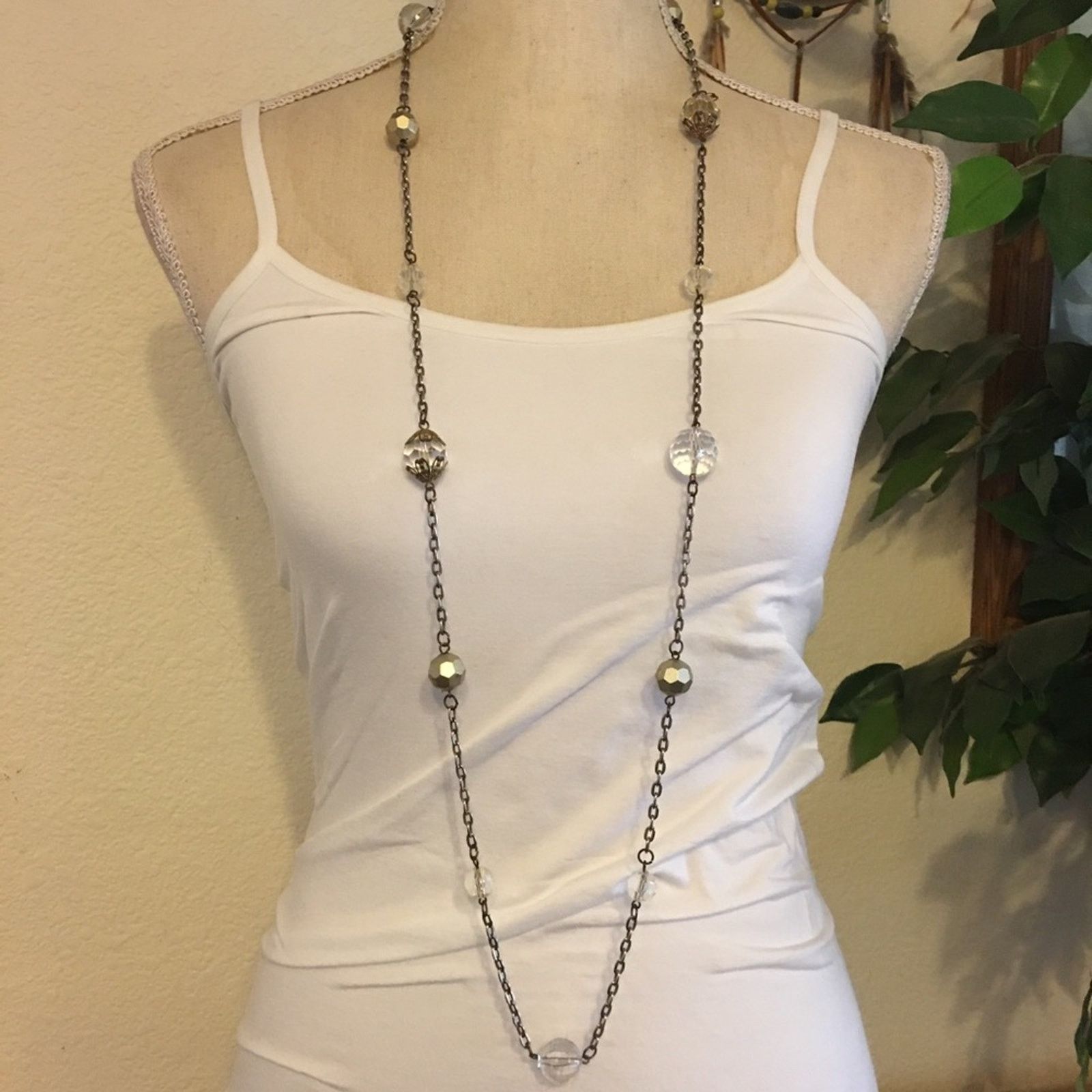 Vintage Vintage faceted resin beaded chain necklace Size ONE SIZE - 4 Thumbnail