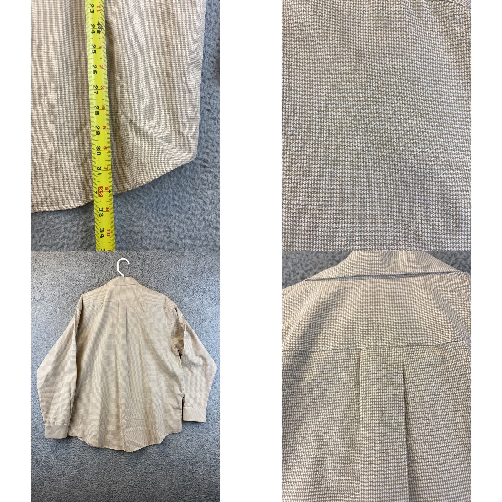Roundtree & Yorke Roundtree & Yorke Gold Label Dress Shirt Mens L Beige 100% Cotton Button-Down Long Sleeve Size 42R - 8 Thumbnail