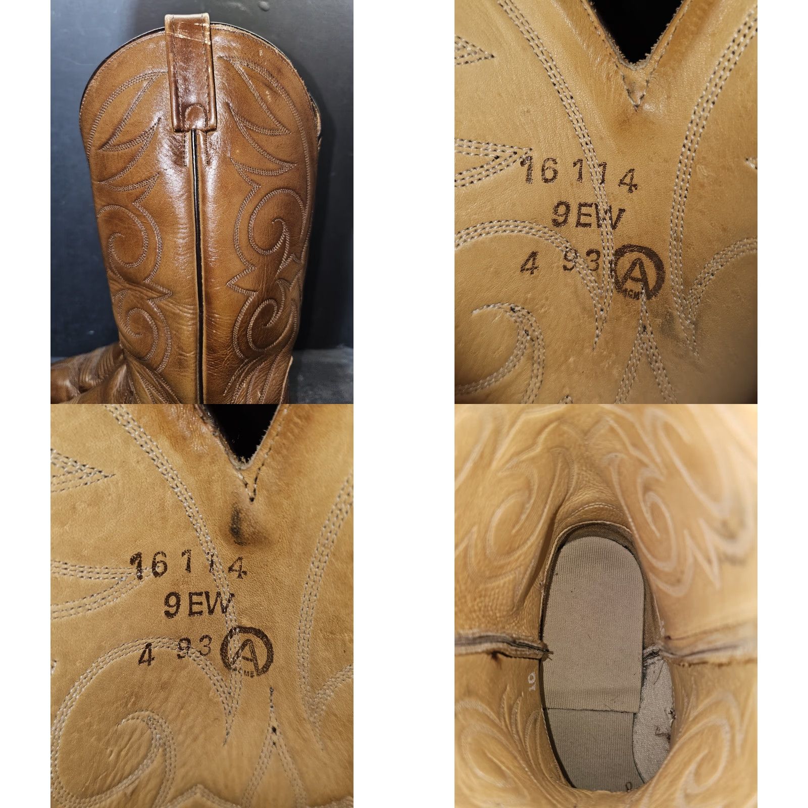 Vintage VINTAGE Acme Dingo Cowboy Western Boots Cognac Leather Pointed Toe Mens Size 9EW EW Brown Leather Western 80s Cowboy Mens Size US 8 / EU 41 - 8 Thumbnail