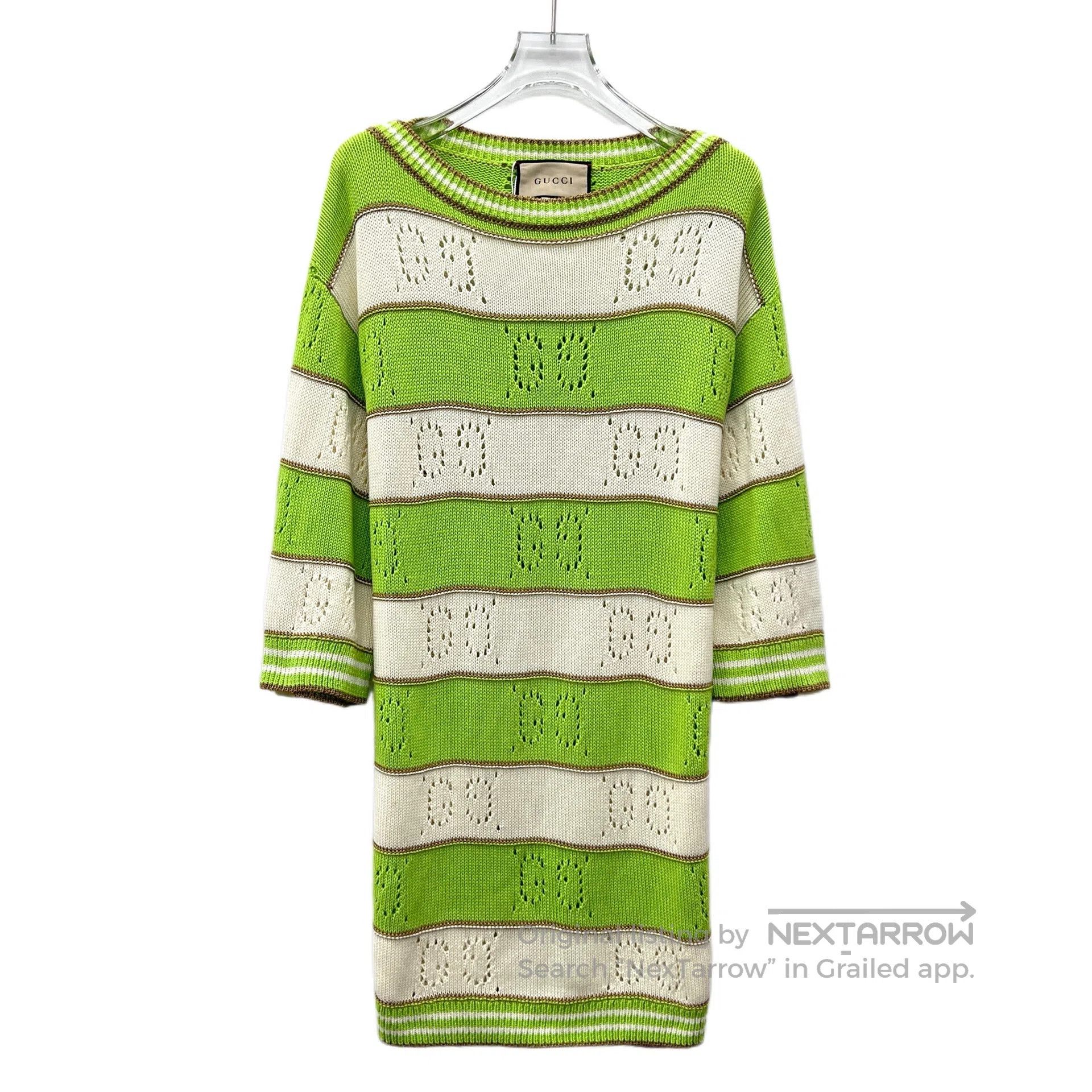 Gucci Guicci Multicolor Striped Double G Cutout Printed Crew Nec Size S / US 4 / IT 40 - 1 Thumbnail