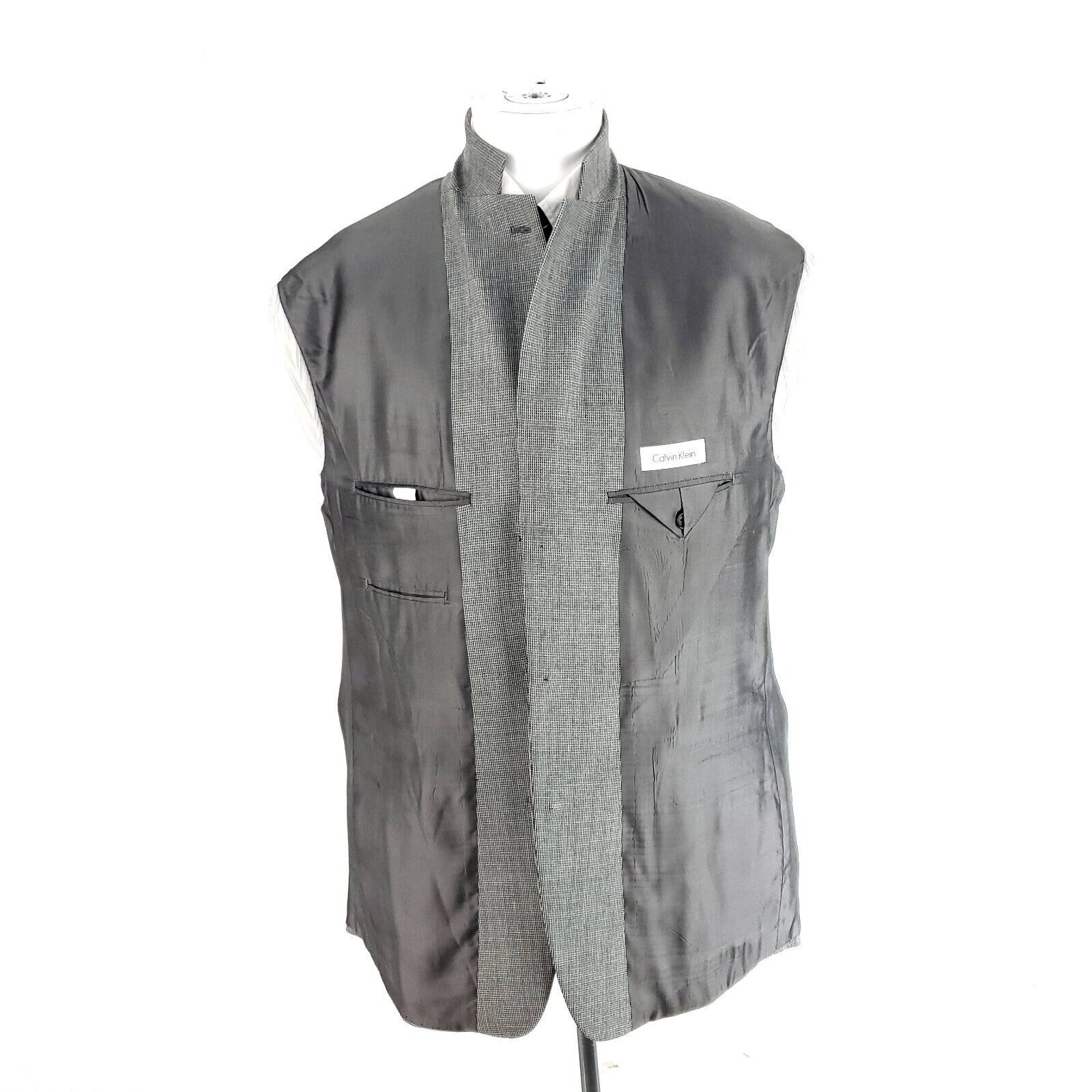 Calvin Klein Calvin Klein Heavy Wool 3 Button Sport Coat 40R Gray Check B Size 40R - 9 Thumbnail